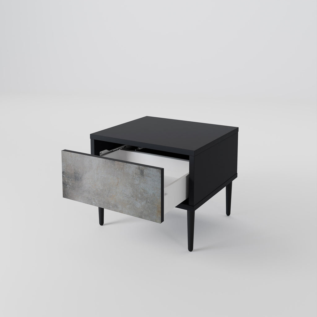 CONCRETE WALL Nightstand in Black Finish