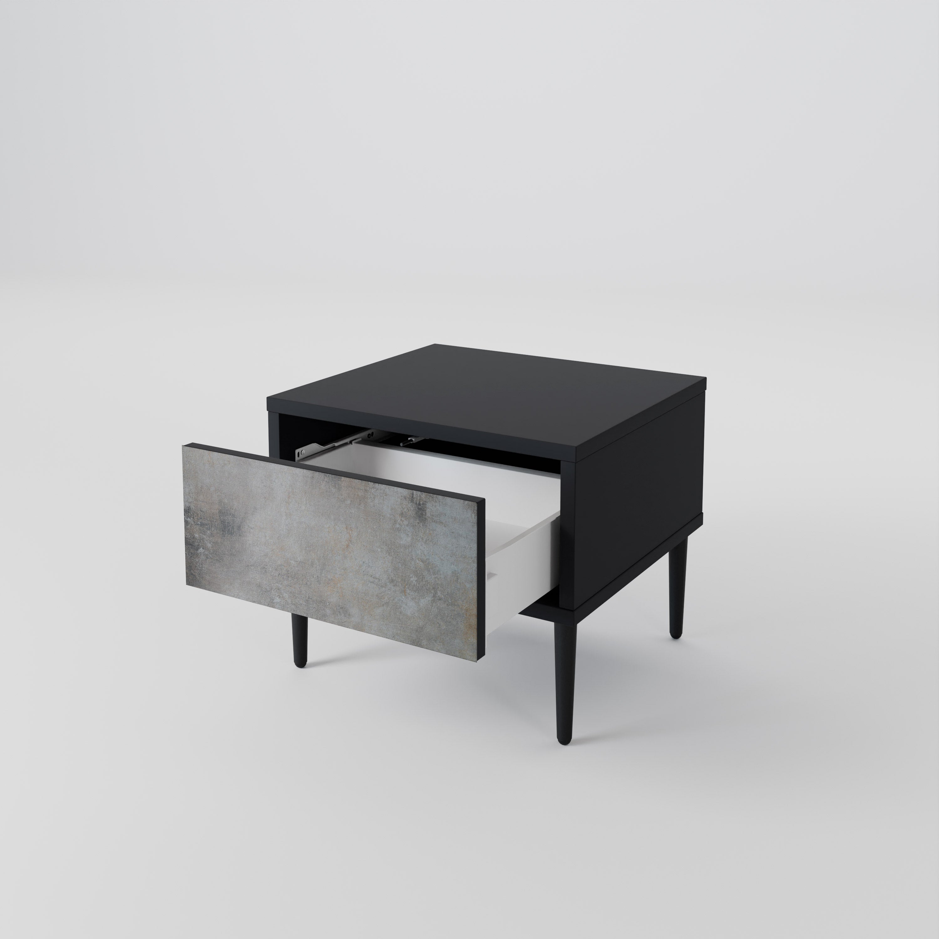 CONCRETE WALL Nightstand in Black Finish