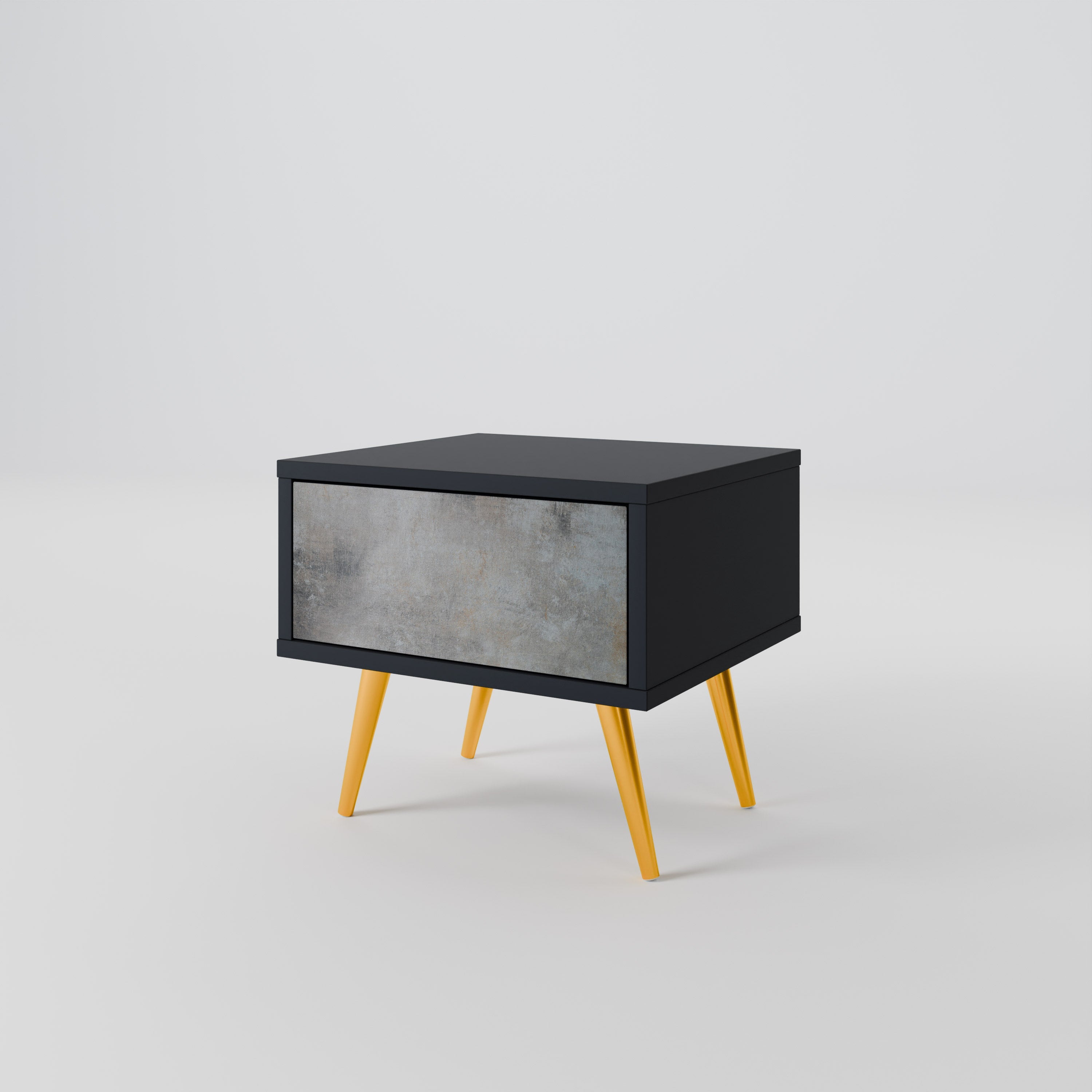 CONCRETE WALL Nightstand in Black Finish