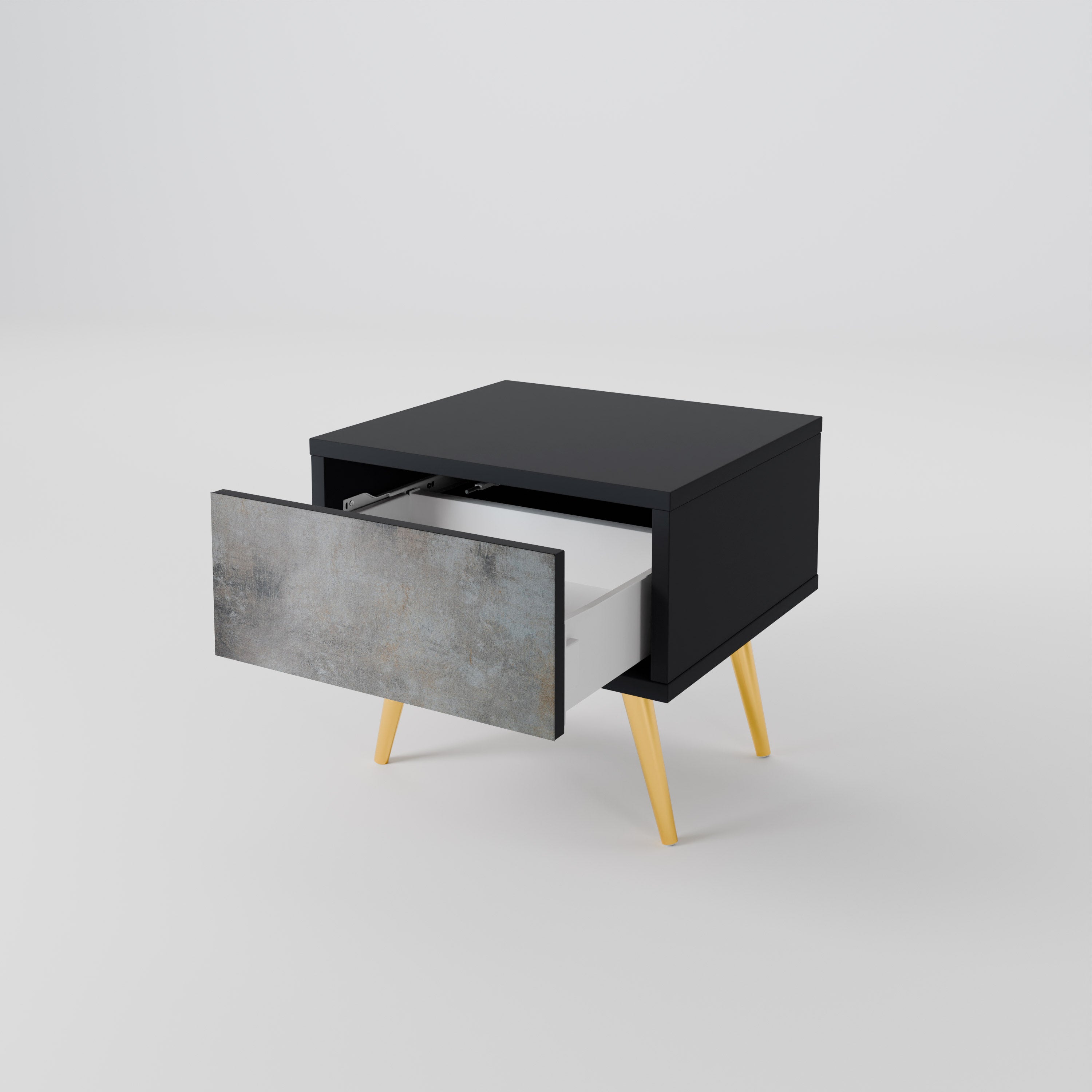 CONCRETE WALL Nightstand in Black Finish