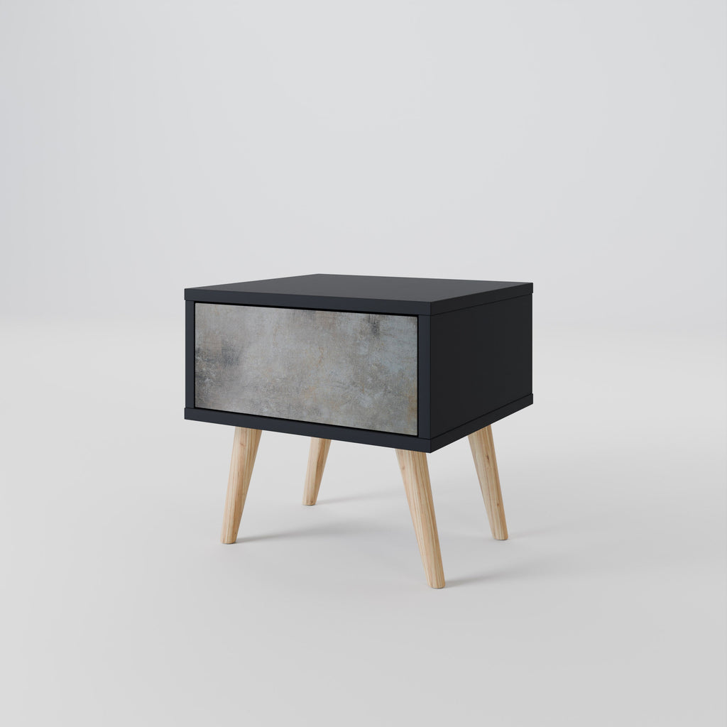 CONCRETE WALL Nightstand in Black Finish