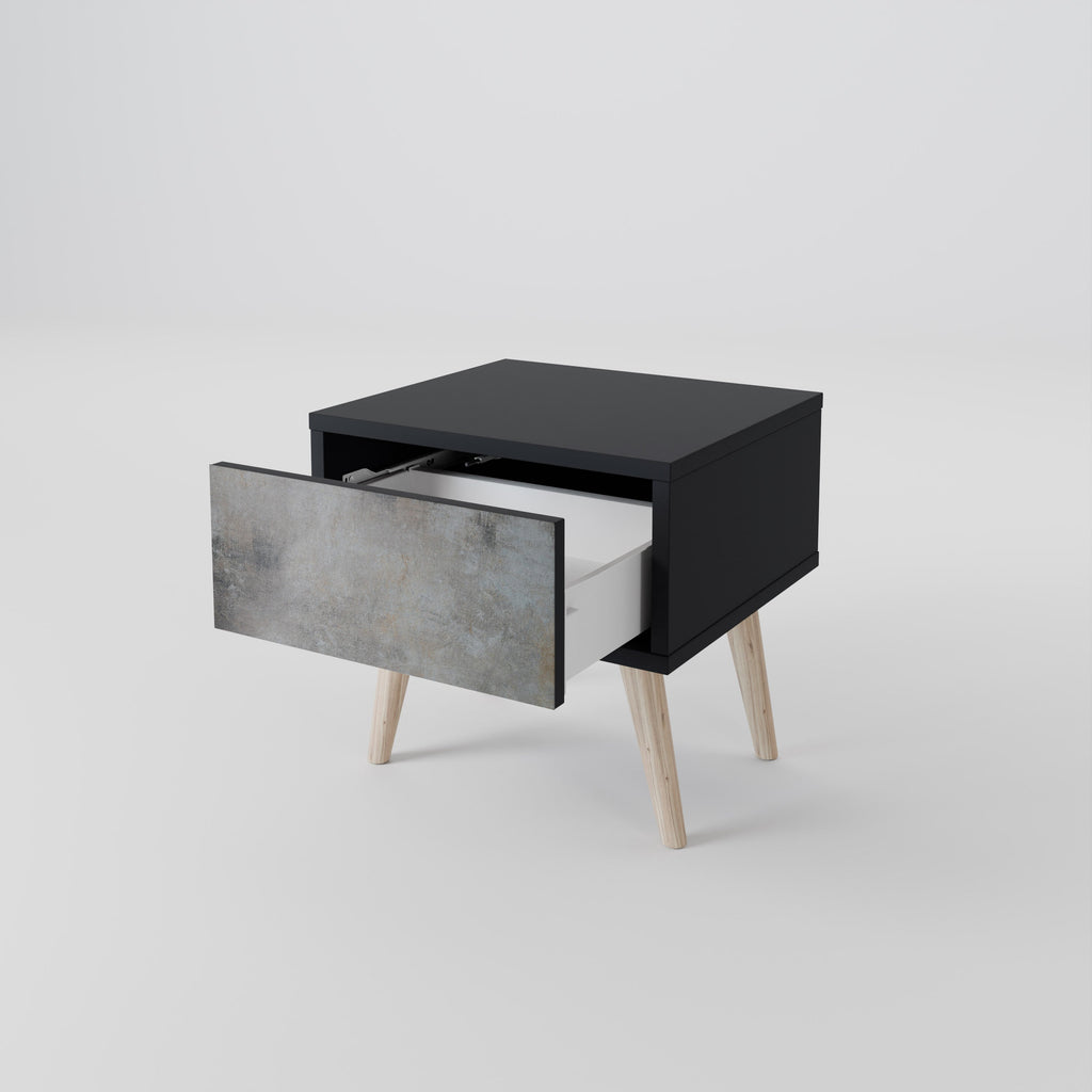 CONCRETE WALL Nightstand in Black Finish