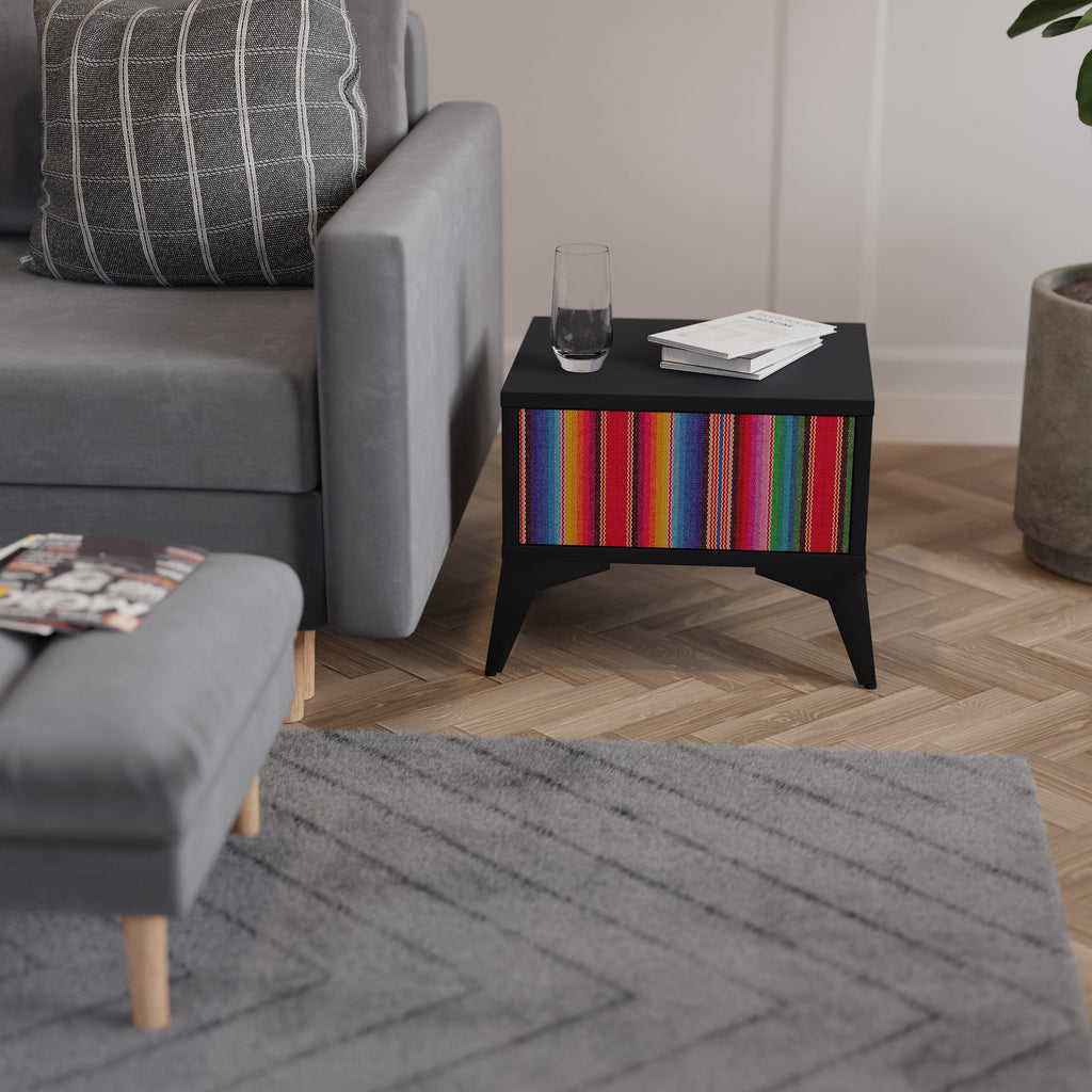 ETHNIC MEXICAN Mesa de Cabeceira em Acabamento Preto