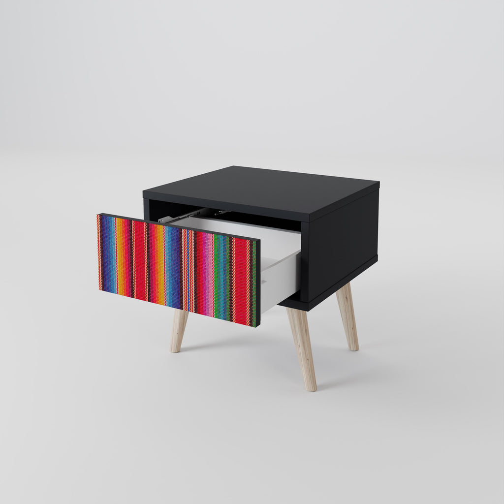 ETHNIC MEXICAN Mesa de Cabeceira em Acabamento Preto