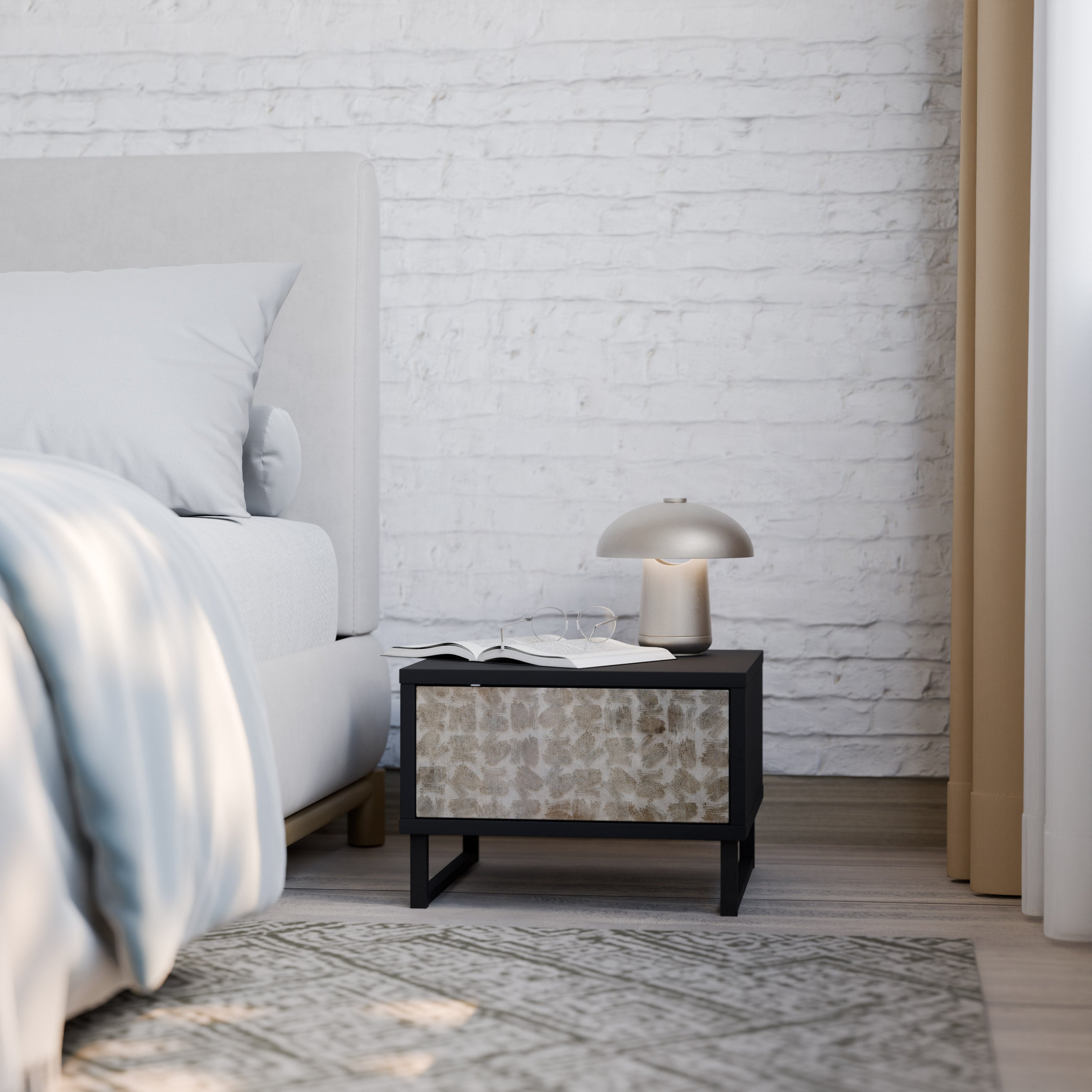 SLIGHTLY BLURRED Mesa de Cabeceira em Acabamento Preto