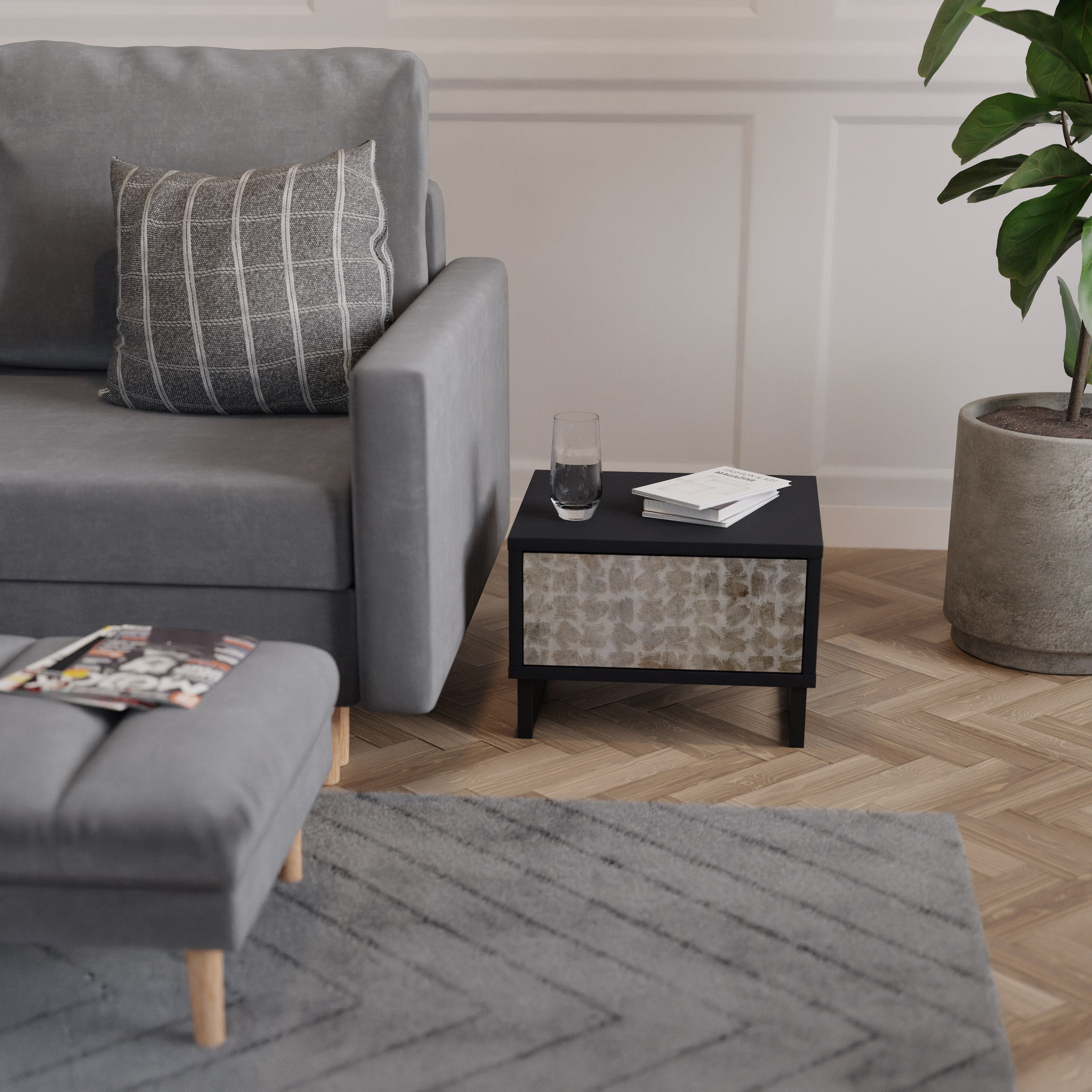 SLIGHTLY BLURRED Mesa de Cabeceira em Acabamento Preto