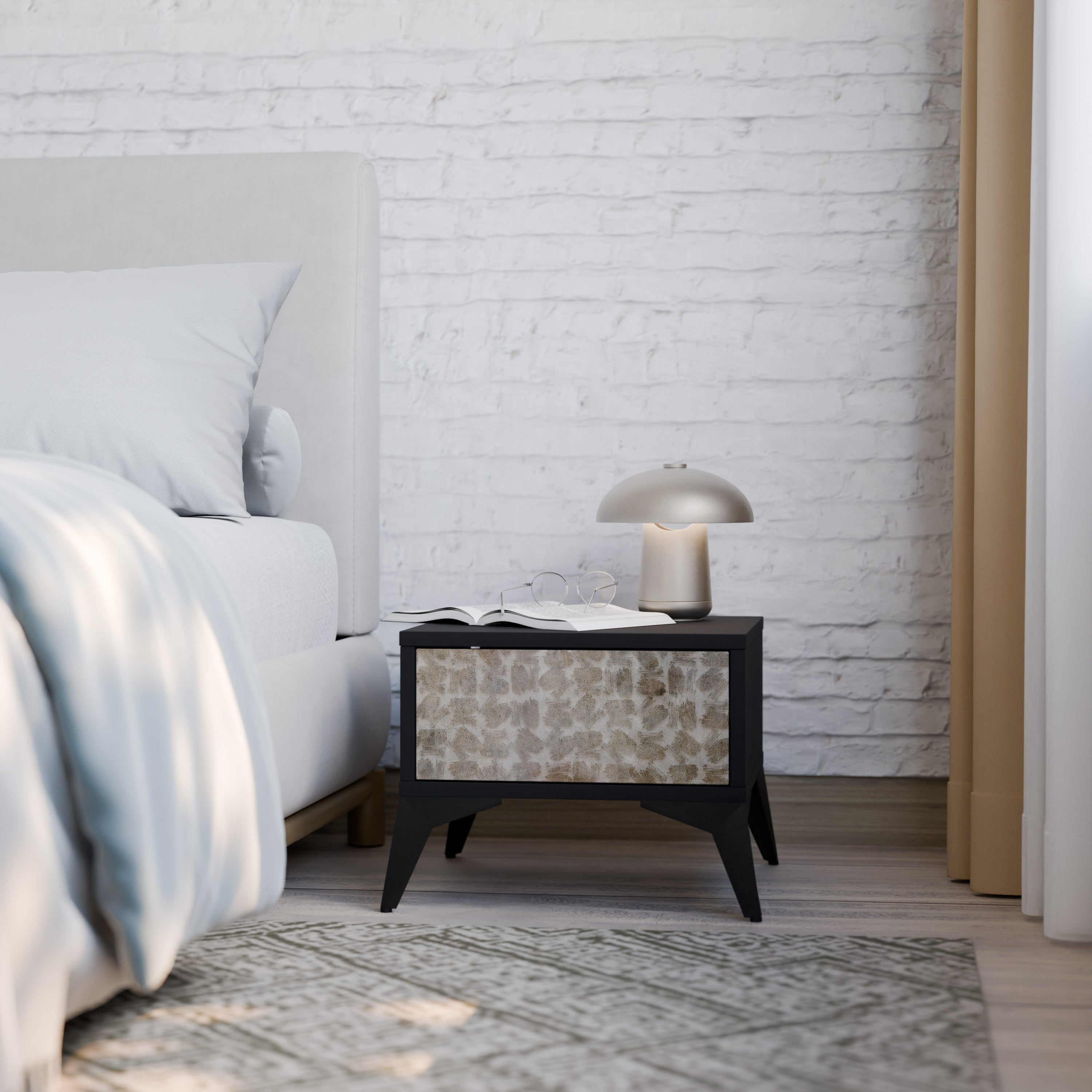 SLIGHTLY BLURRED Mesa de Cabeceira em Acabamento Preto