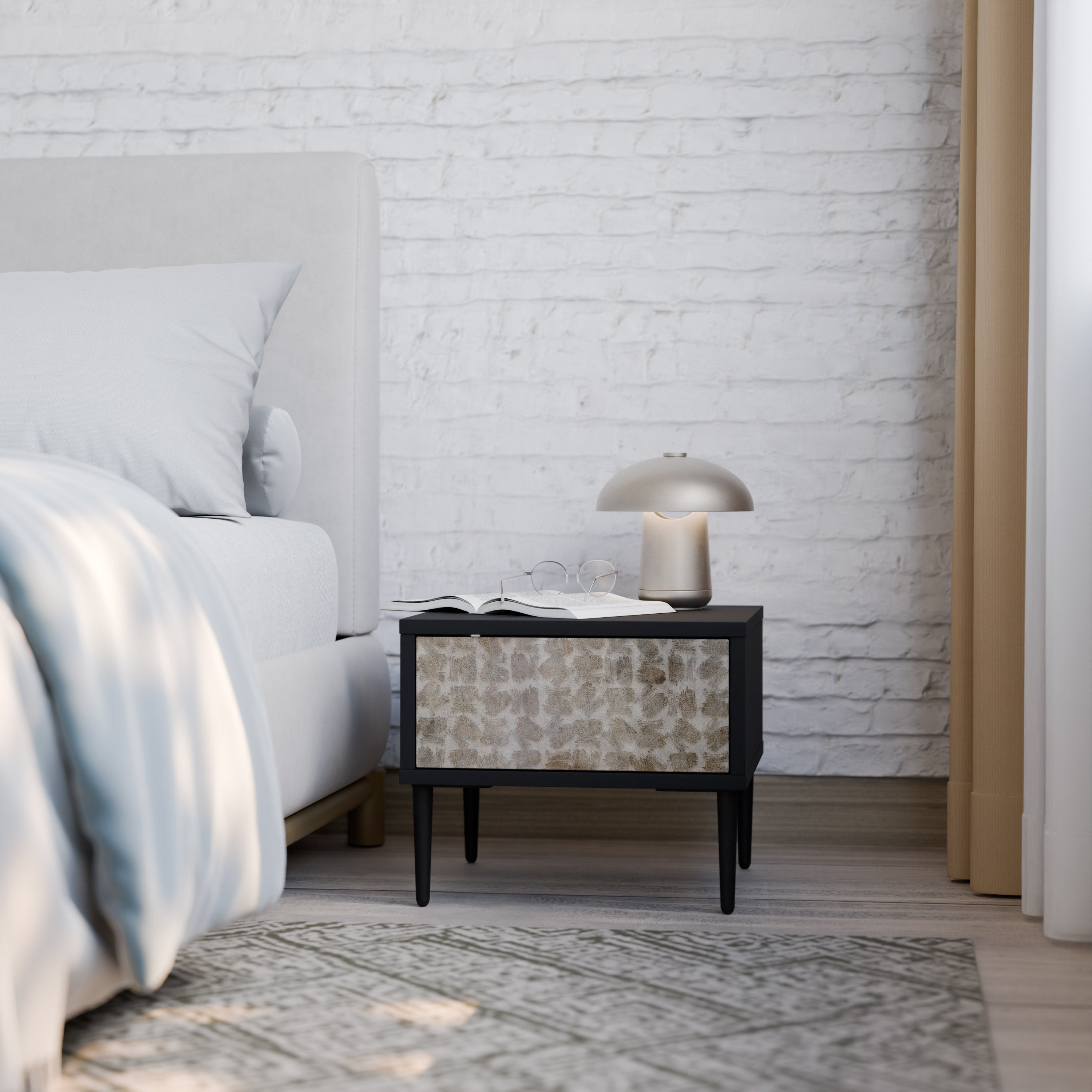 SLIGHTLY BLURRED Mesa de Cabeceira em Acabamento Preto