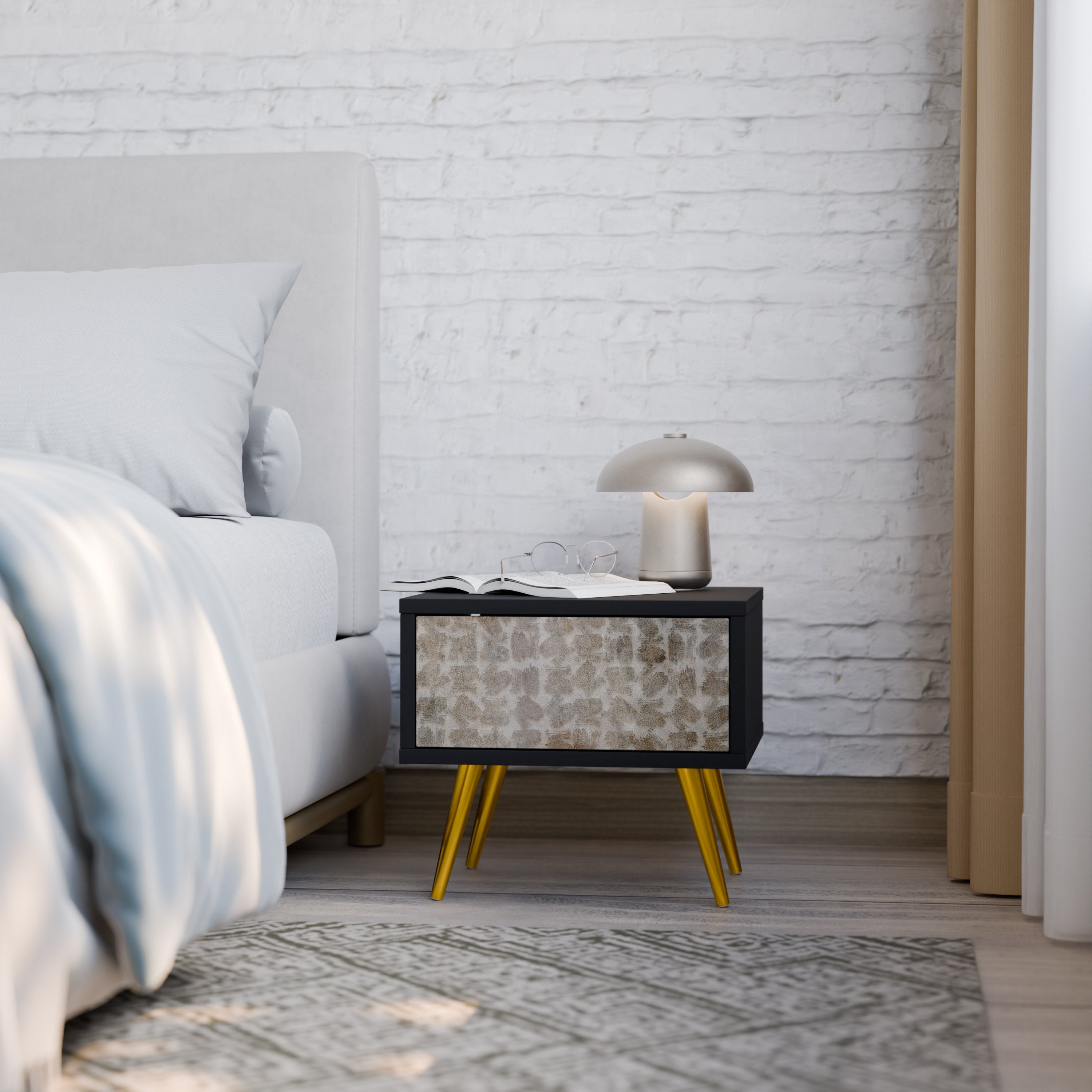 SLIGHTLY BLURRED Mesa de Cabeceira em Acabamento Preto