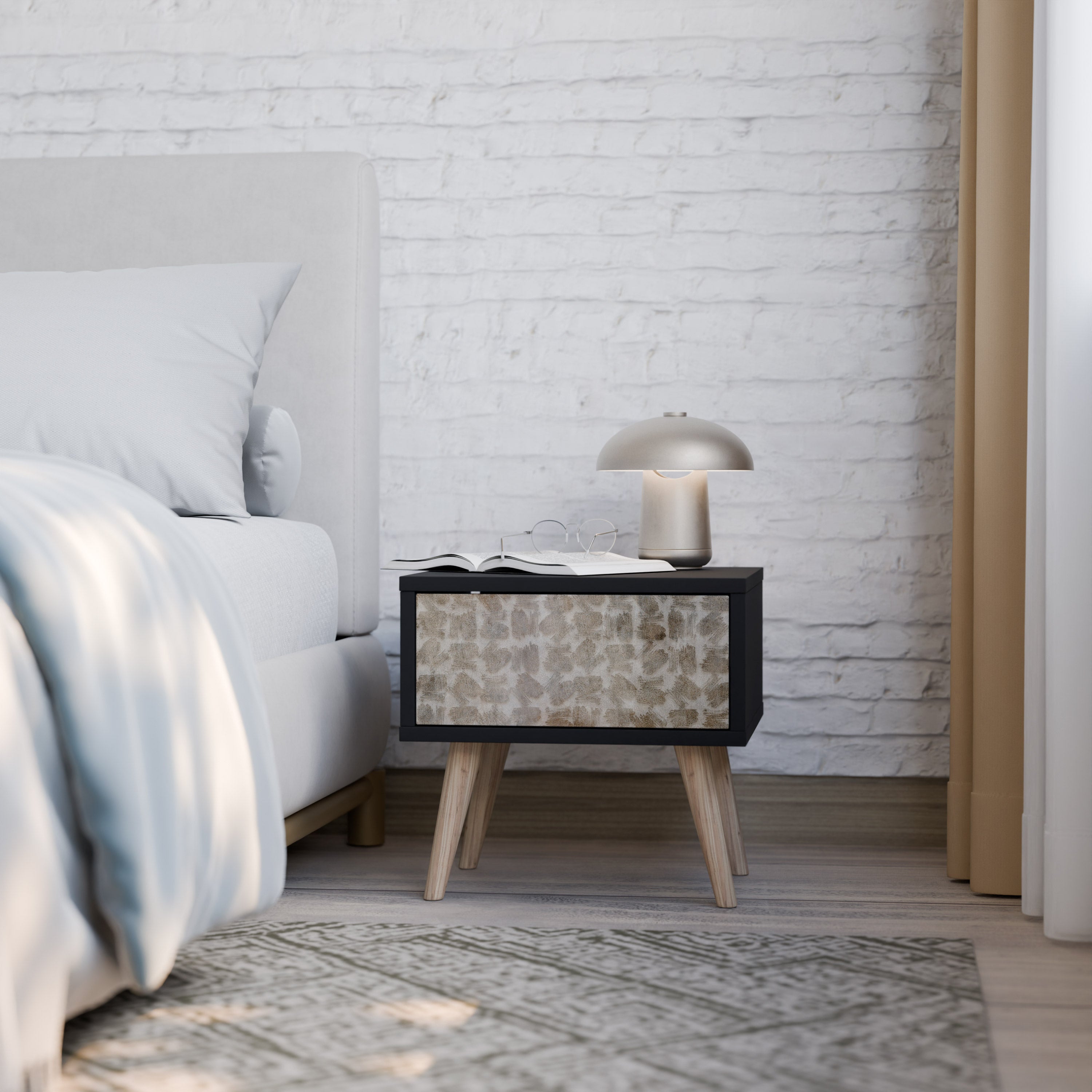 SLIGHTLY BLURRED Mesa de Cabeceira em Acabamento Preto