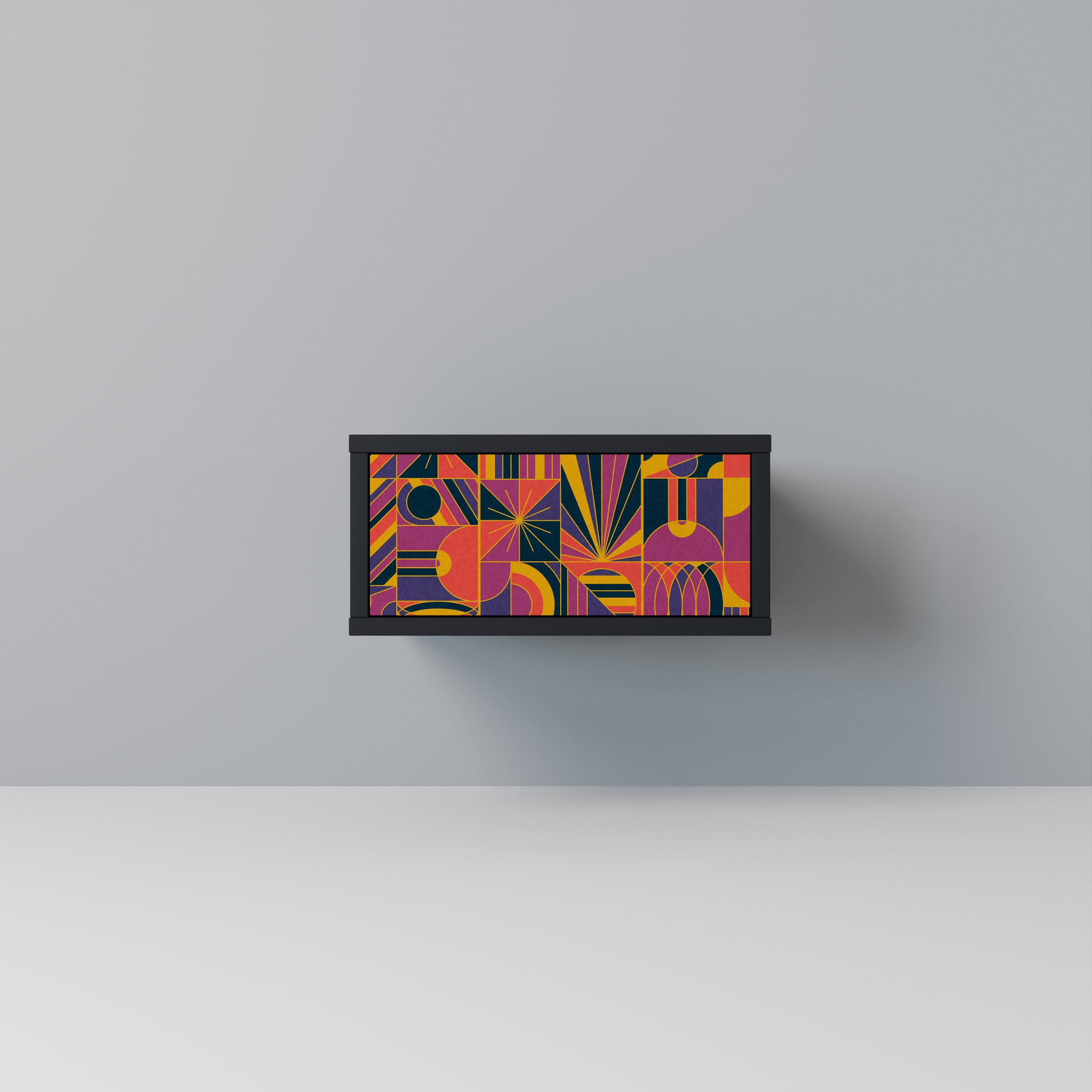 ELECTRIC PATTERNS Mesa de Cabeceira em Acabamento Preto