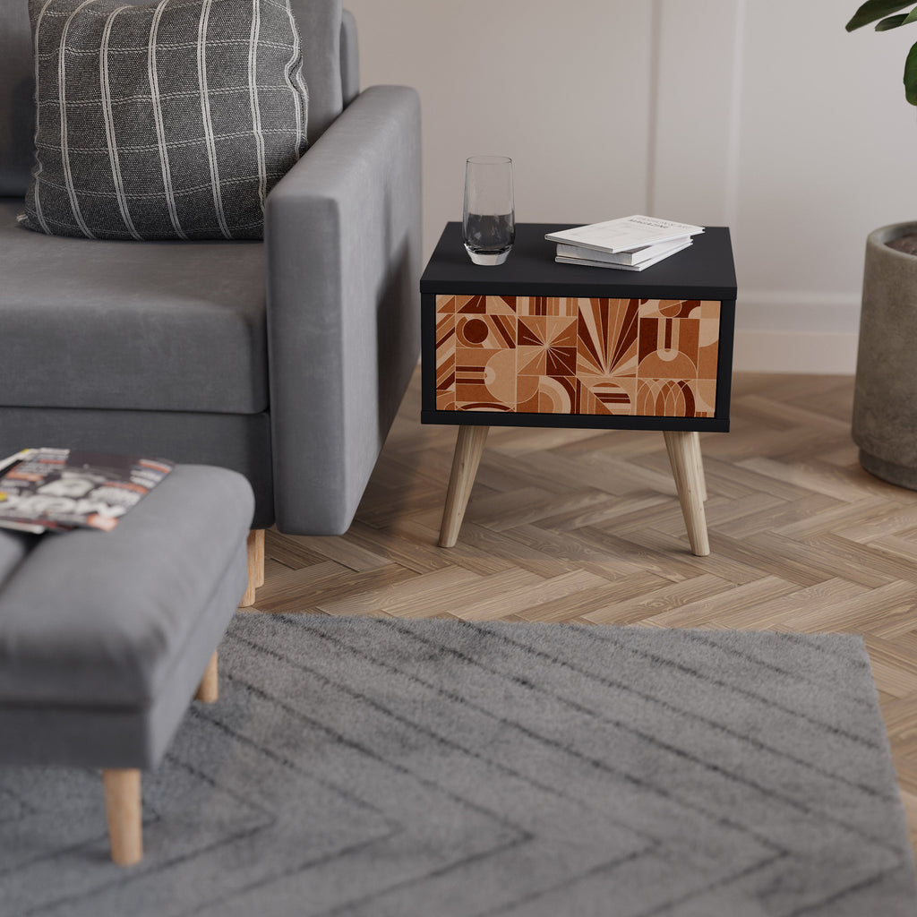 PRISM MOSAIC Mesa de Cabeceira em Acabamento Preto