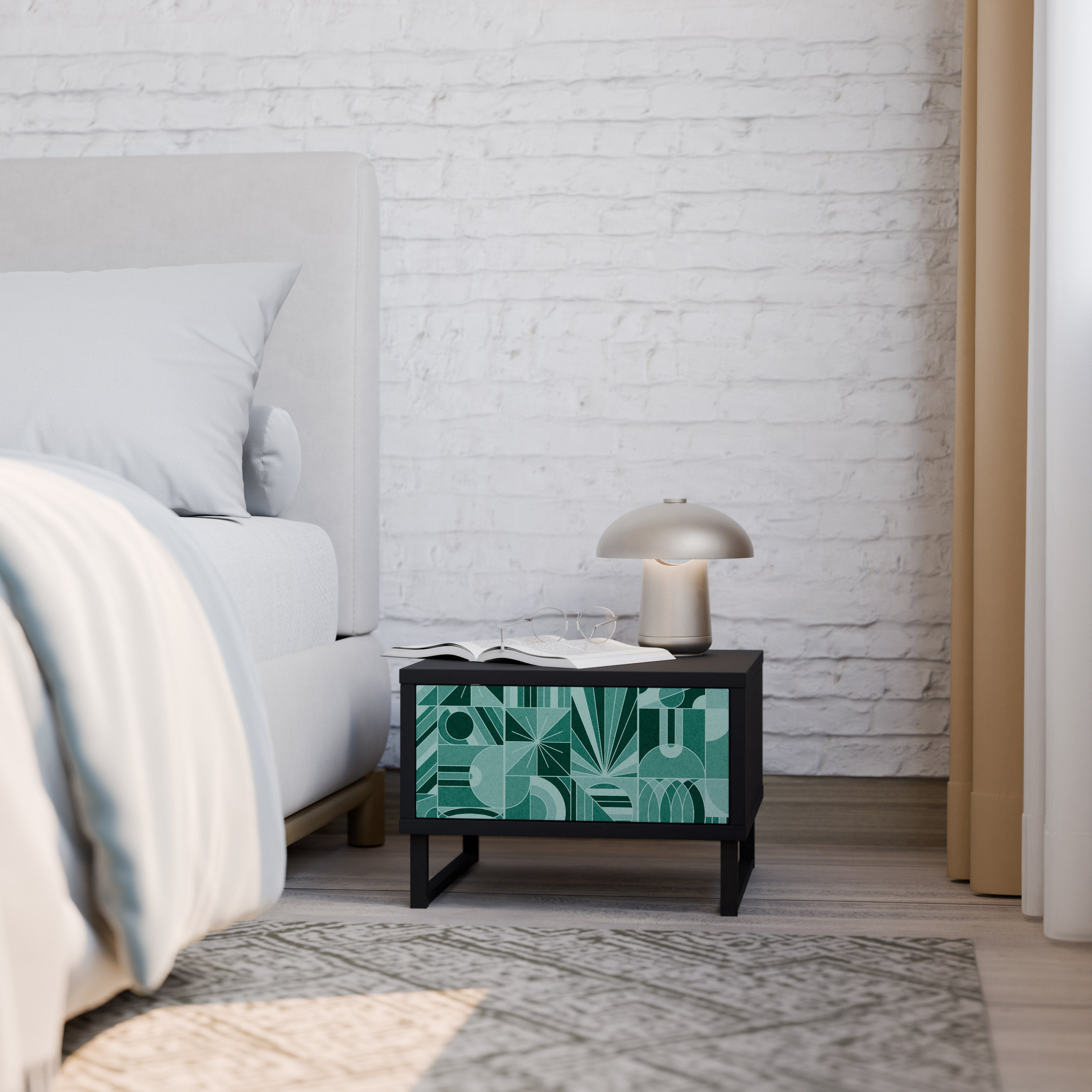 HARMONIC GRID Mesa de Cabeceira em Acabamento Preto