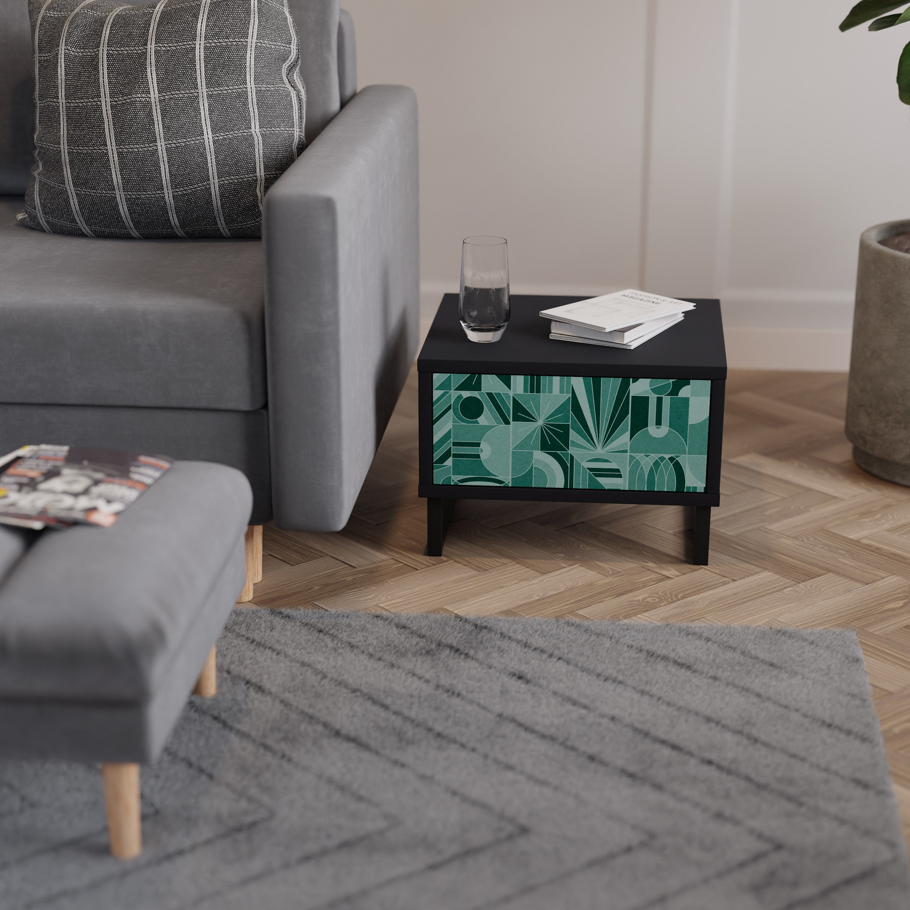 HARMONIC GRID Mesa de Cabeceira em Acabamento Preto