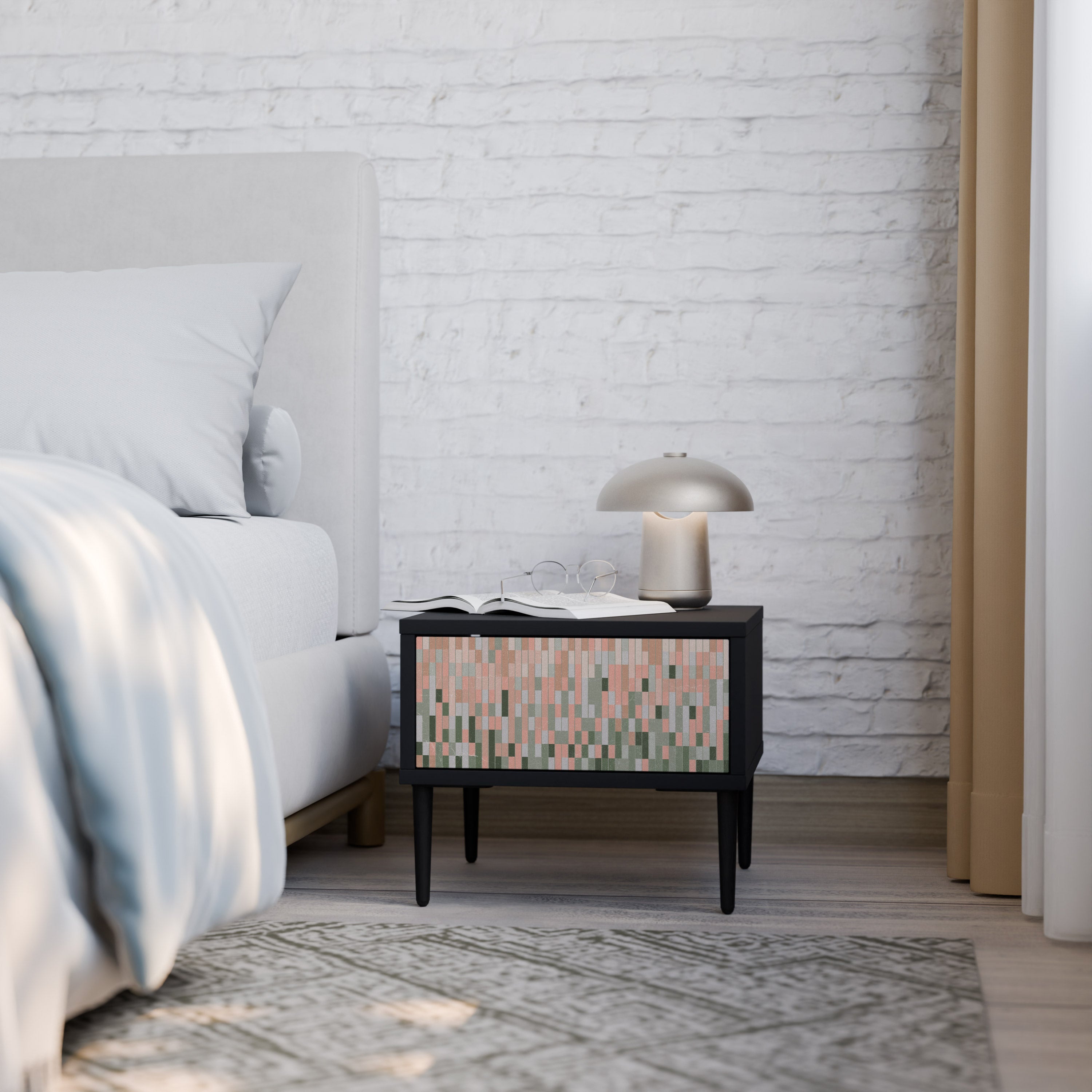 BUILDING THE FUTURE Mesa de Cabeceira em Acabamento Preto