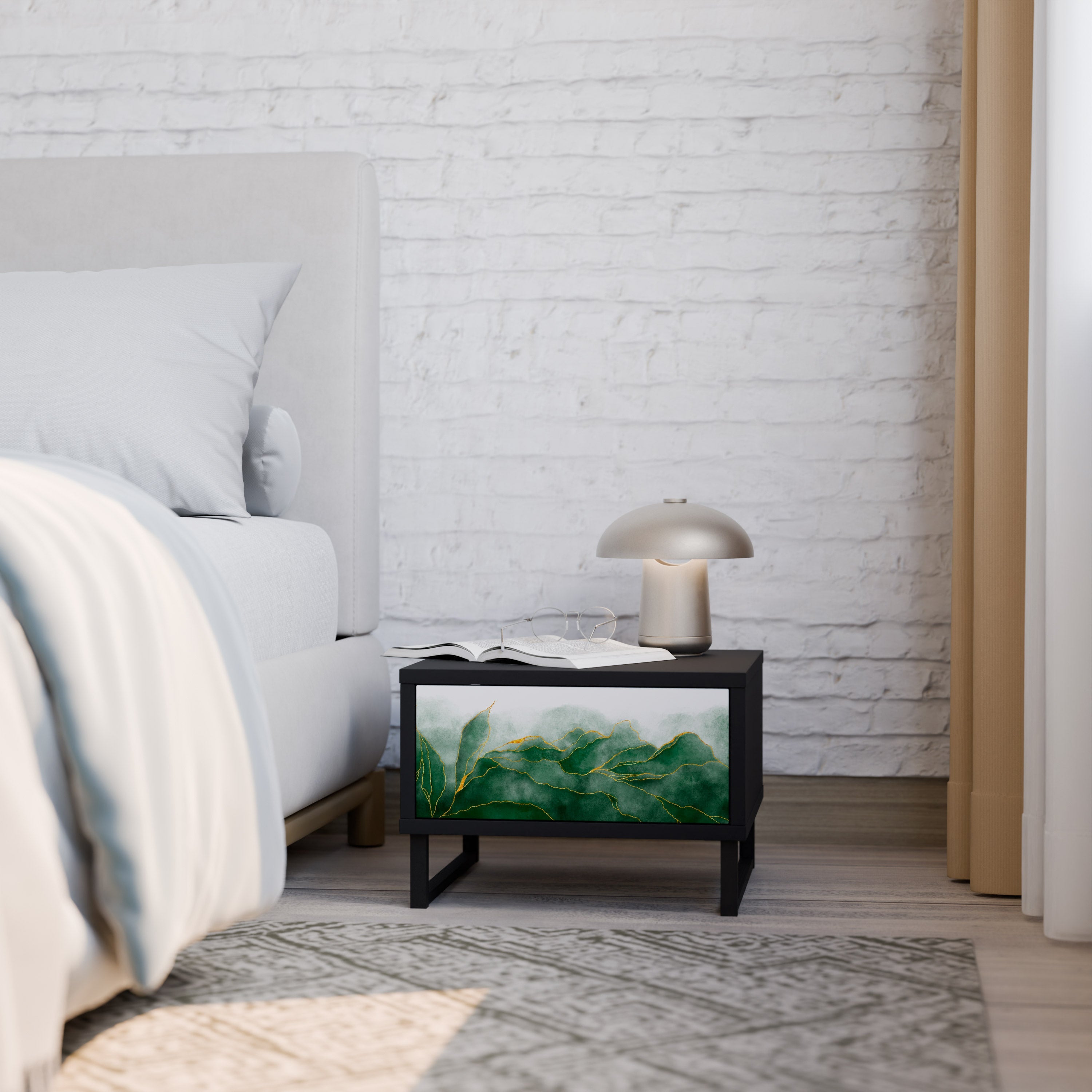 EXPENSIVE NATURE Mesa de Cabeceira em Acabamento Preto