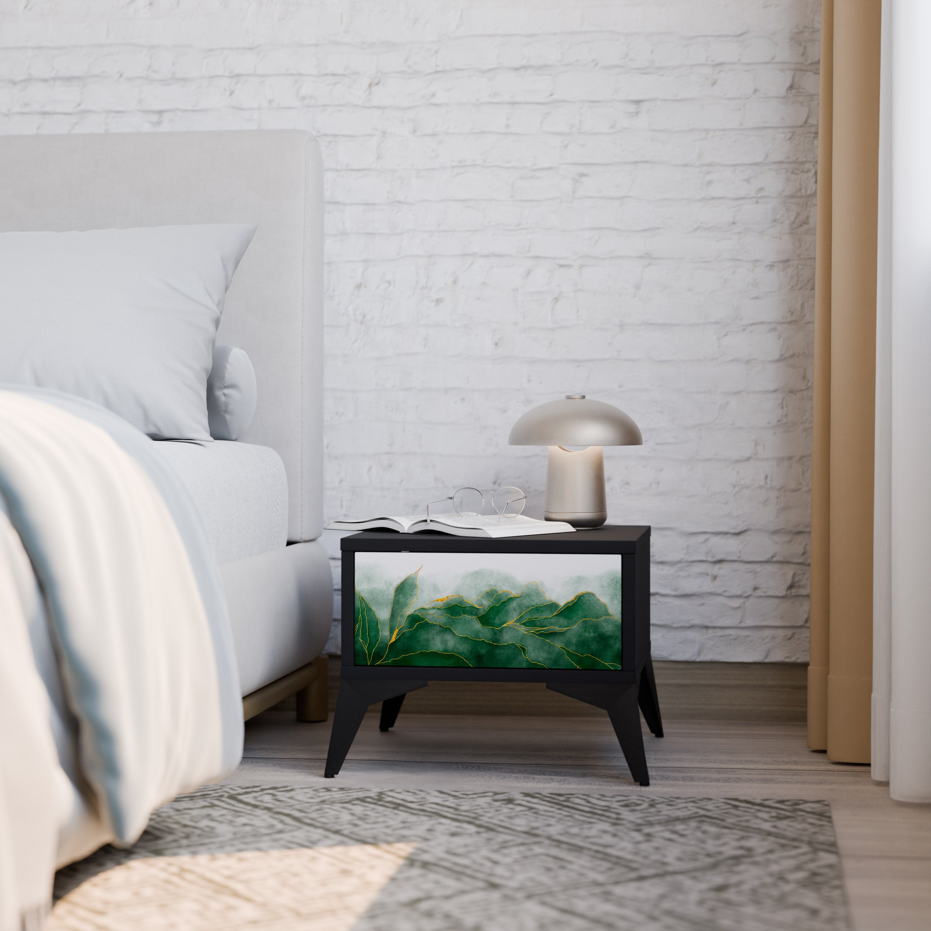 EXPENSIVE NATURE Mesa de Cabeceira em Acabamento Preto