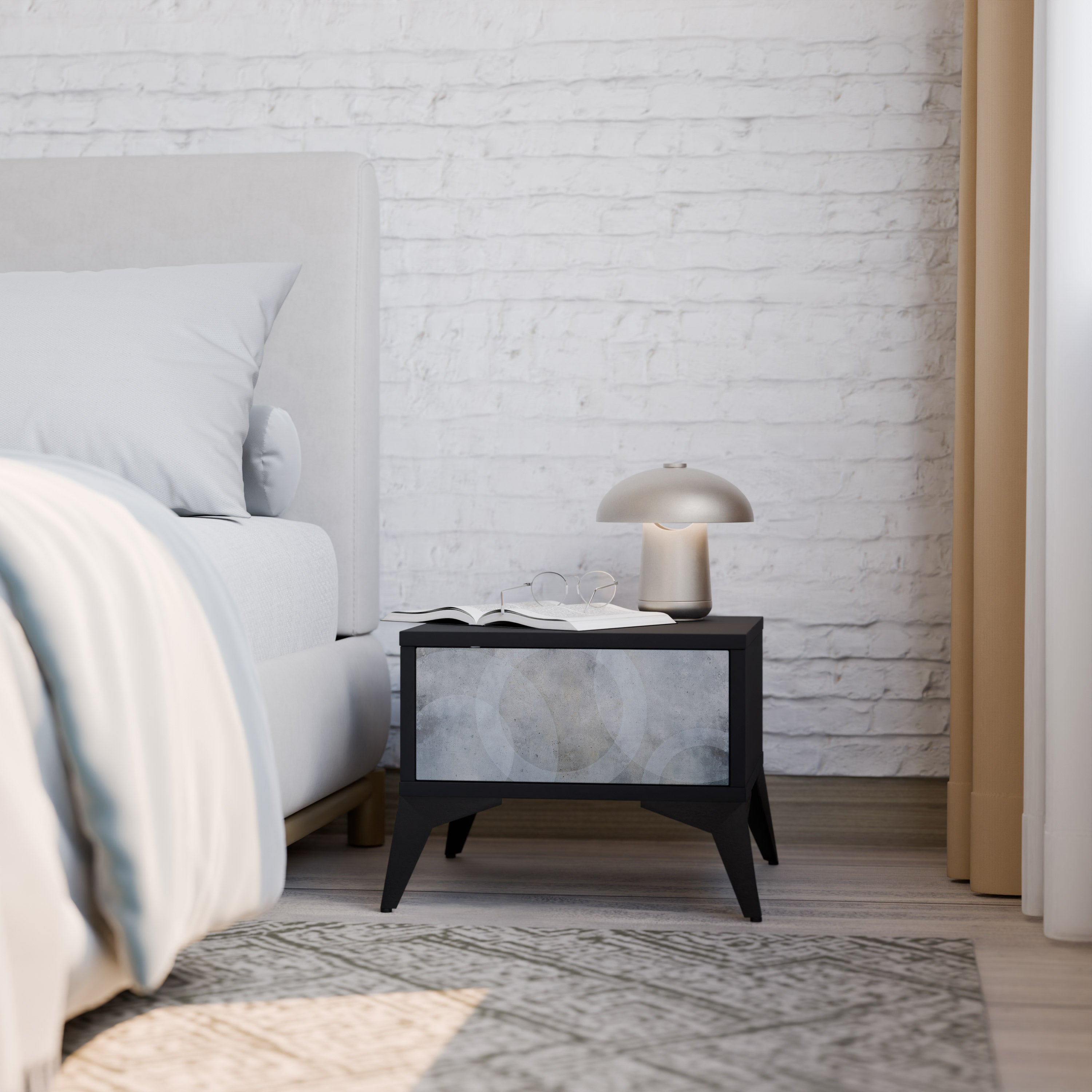 MUTED ARC Mesa de Cabeceira em Acabamento Preto