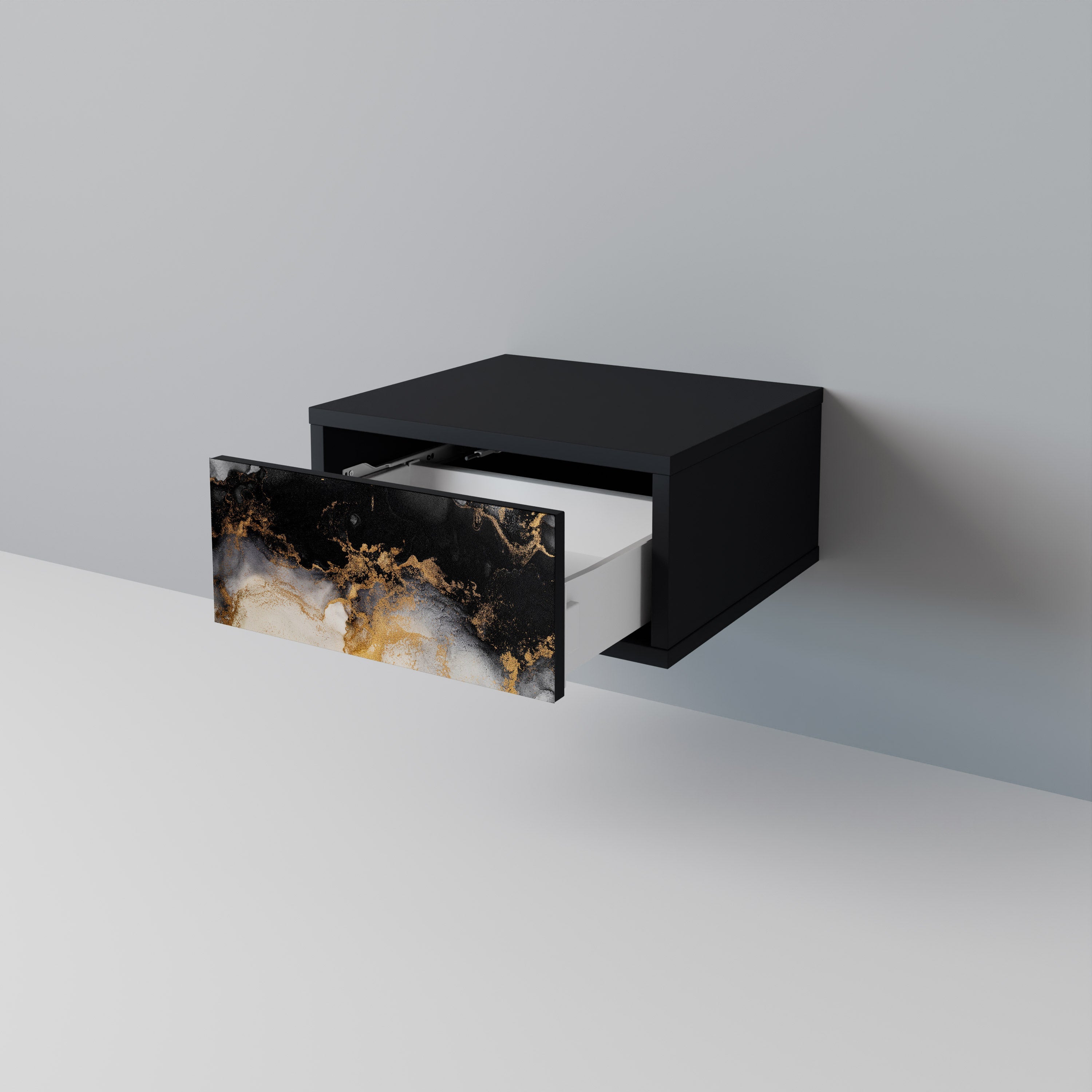 MARBLE OF TOMMORROW Mesa de Cabeceira em Acabamento Preto