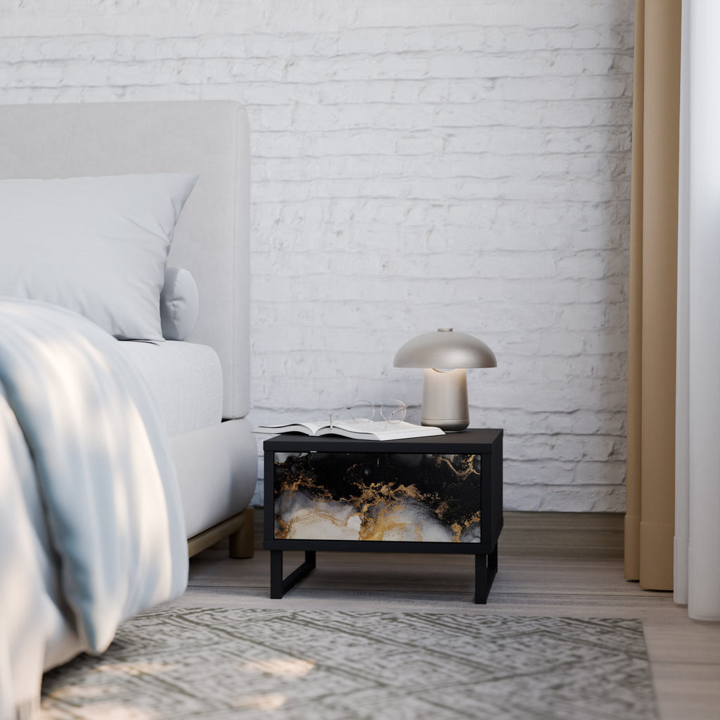 MARBLE OF TOMMORROW Mesa de Cabeceira em Acabamento Preto