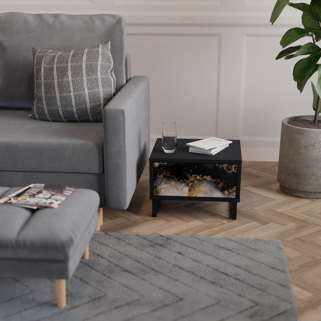 MARBLE OF TOMMORROW Mesa de Cabeceira em Acabamento Preto