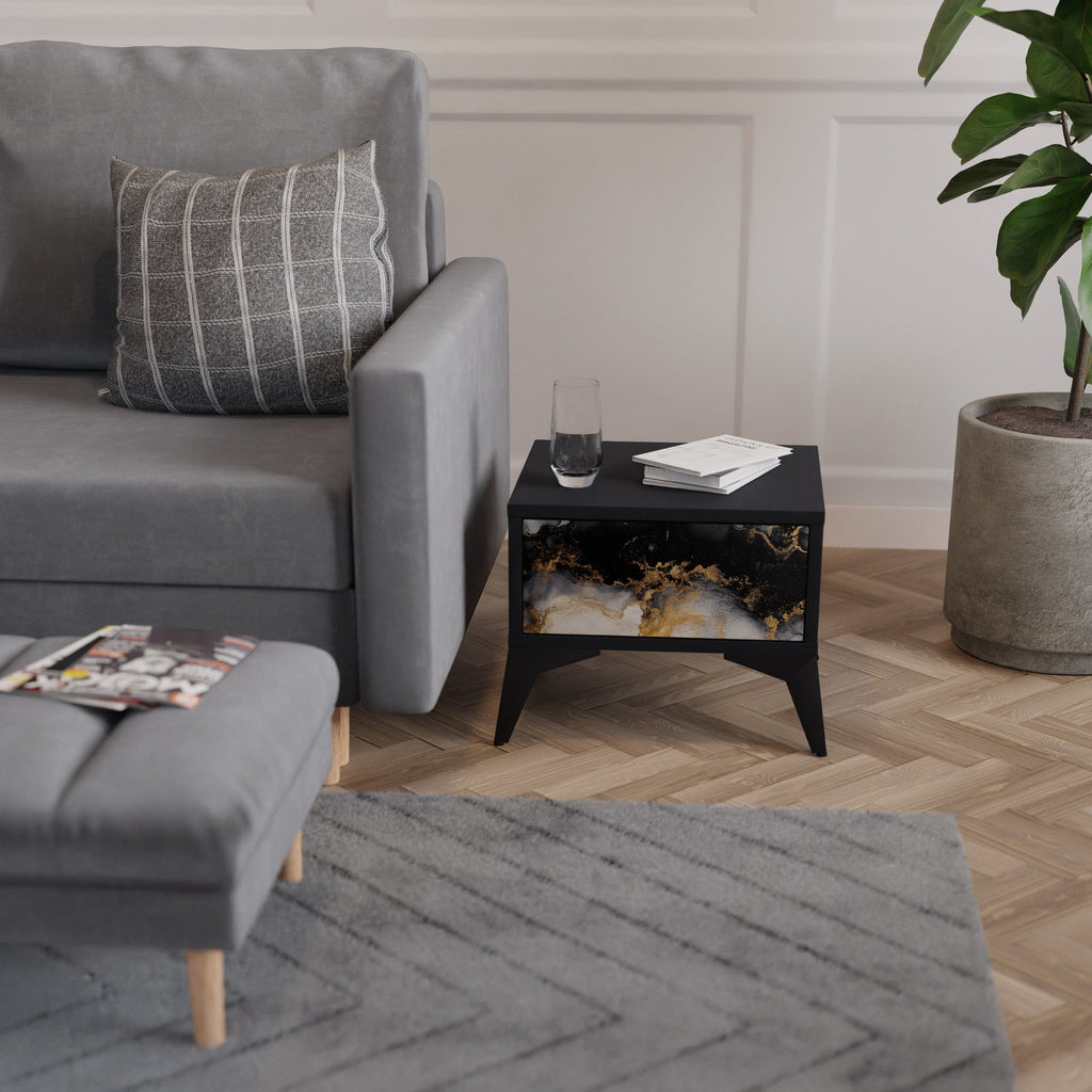 MARBLE OF TOMMORROW Mesa de Cabeceira em Acabamento Preto