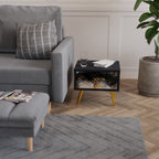 MARBLE OF TOMMORROW Mesa de Cabeceira em Acabamento Preto