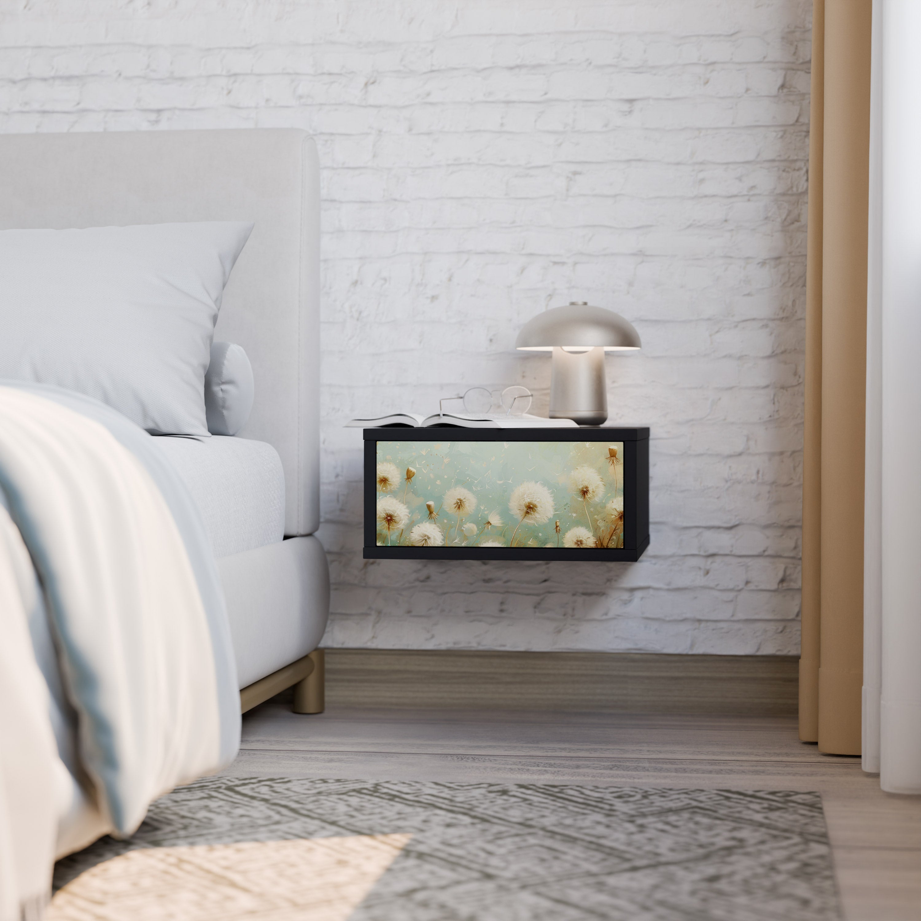 DREAMY MEADOW Mesa de Cabeceira em Acabamento Preto