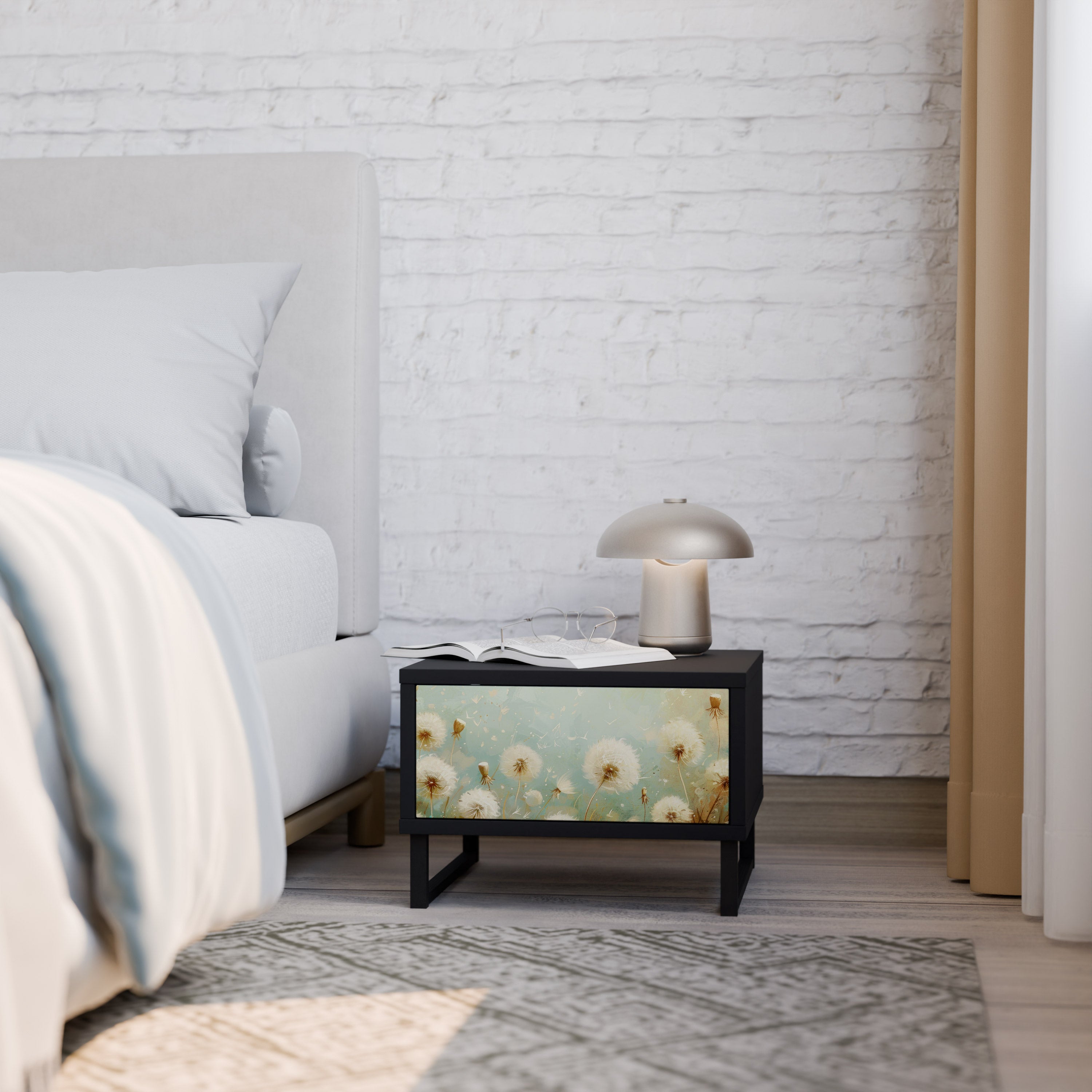 DREAMY MEADOW Mesa de Cabeceira em Acabamento Preto