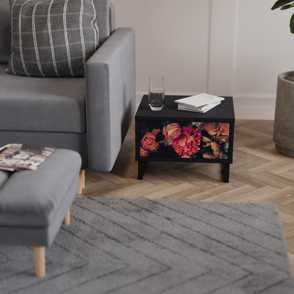 NEVERENDING BLOOM Mesa de Cabeceira em Acabamento Preto