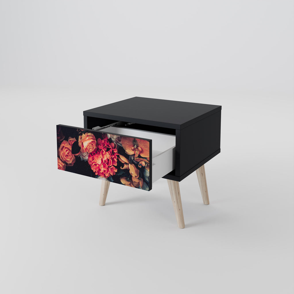 NEVERENDING BLOOM Mesa de Cabeceira em Acabamento Preto