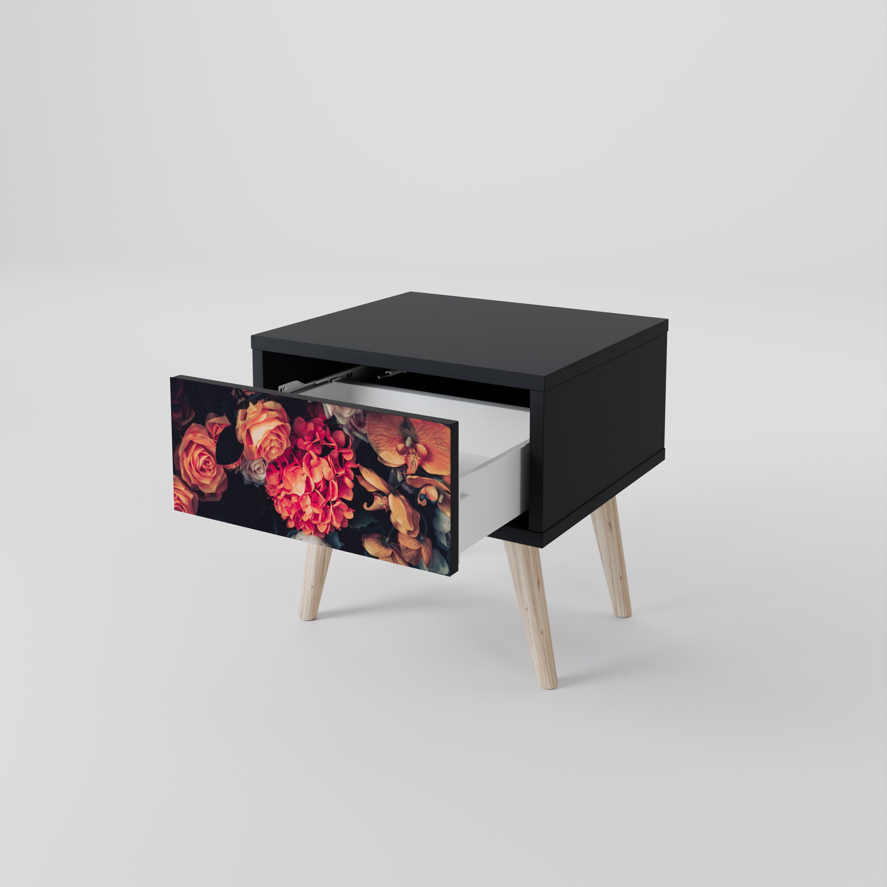 NEVERENDING BLOOM Mesa de Cabeceira em Acabamento Preto