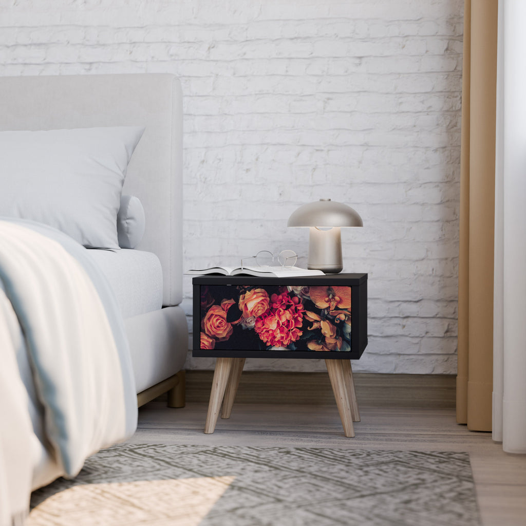 NEVERENDING BLOOM Mesa de Cabeceira em Acabamento Preto