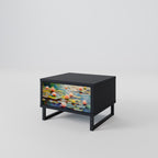 BLOOMING WATERS Nightstand in Black Finish