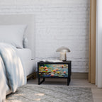 BLOOMING WATERS Nightstand in Black Finish