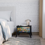 BLOOMING WATERS Nightstand in Black Finish
