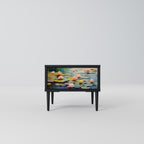 BLOOMING WATERS Nightstand in Black Finish
