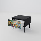 BLOOMING WATERS Nightstand in Black Finish