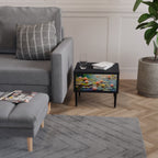 BLOOMING WATERS Nightstand in Black Finish