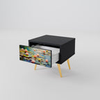 BLOOMING WATERS Nightstand in Black Finish