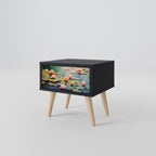 BLOOMING WATERS Nightstand in Black Finish