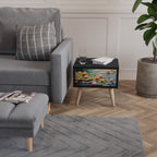 BLOOMING WATERS Nightstand in Black Finish