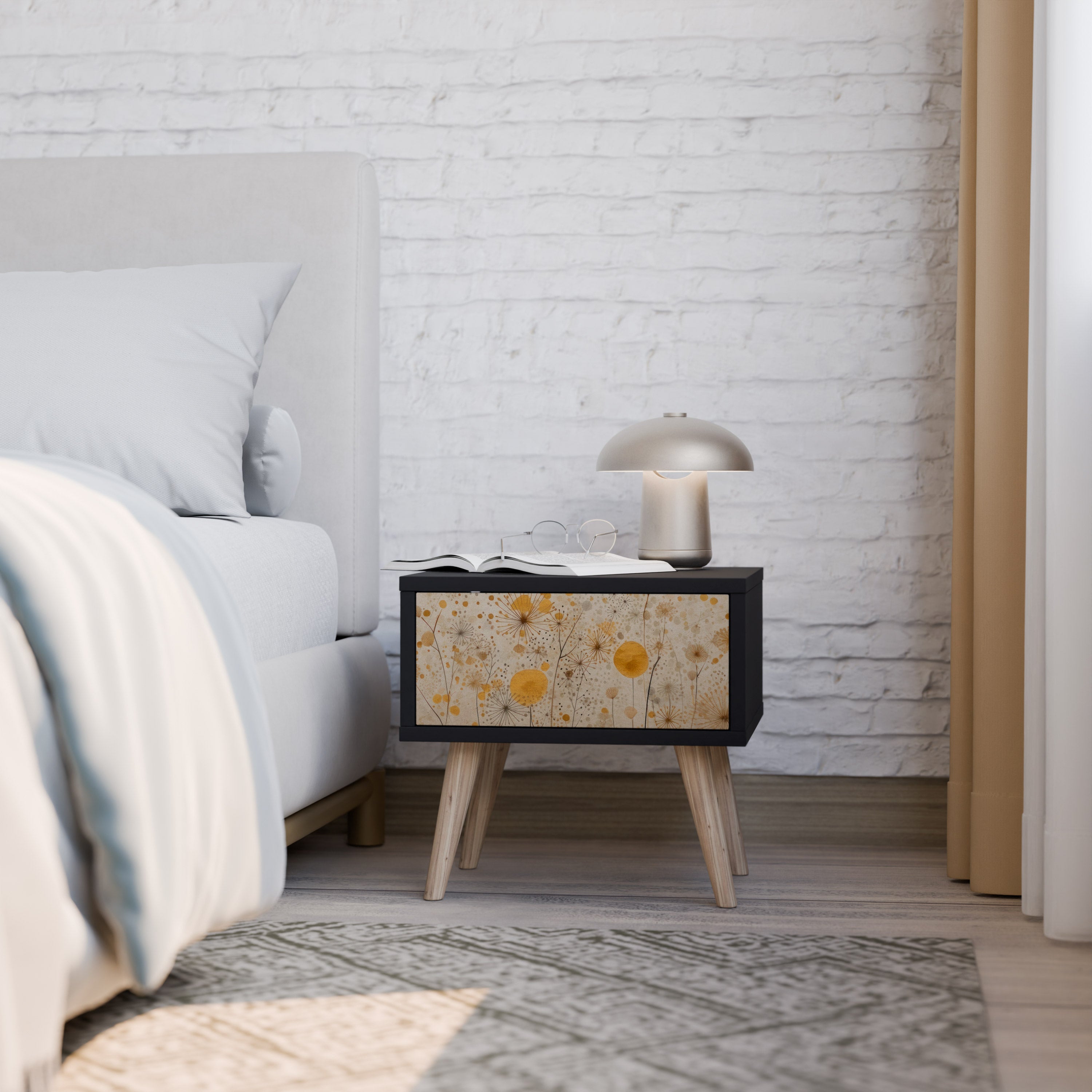 MORNING GLADE Mesa de Cabeceira em Acabamento Preto