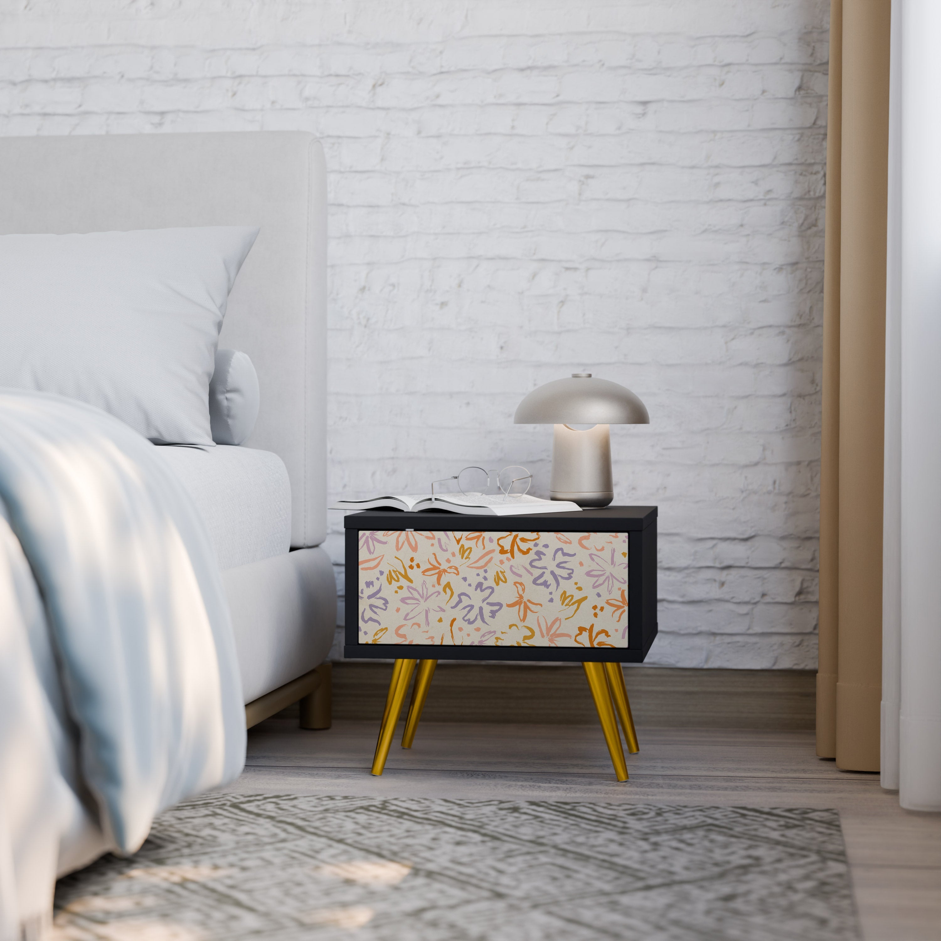 SPRING WHIMSY Mesa de Cabeceira em Acabamento Preto