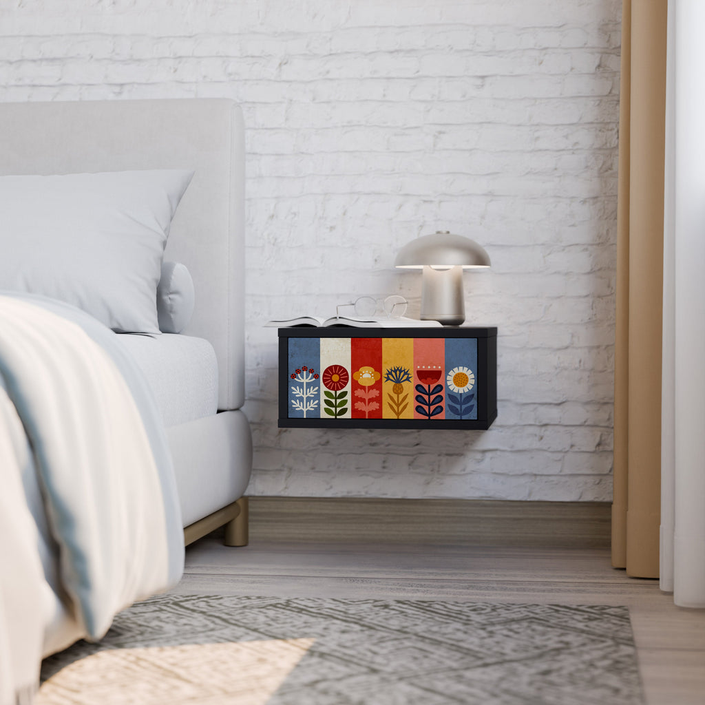 SCANDIC FLOWERET Mesa de Cabeceira em Acabamento Preto