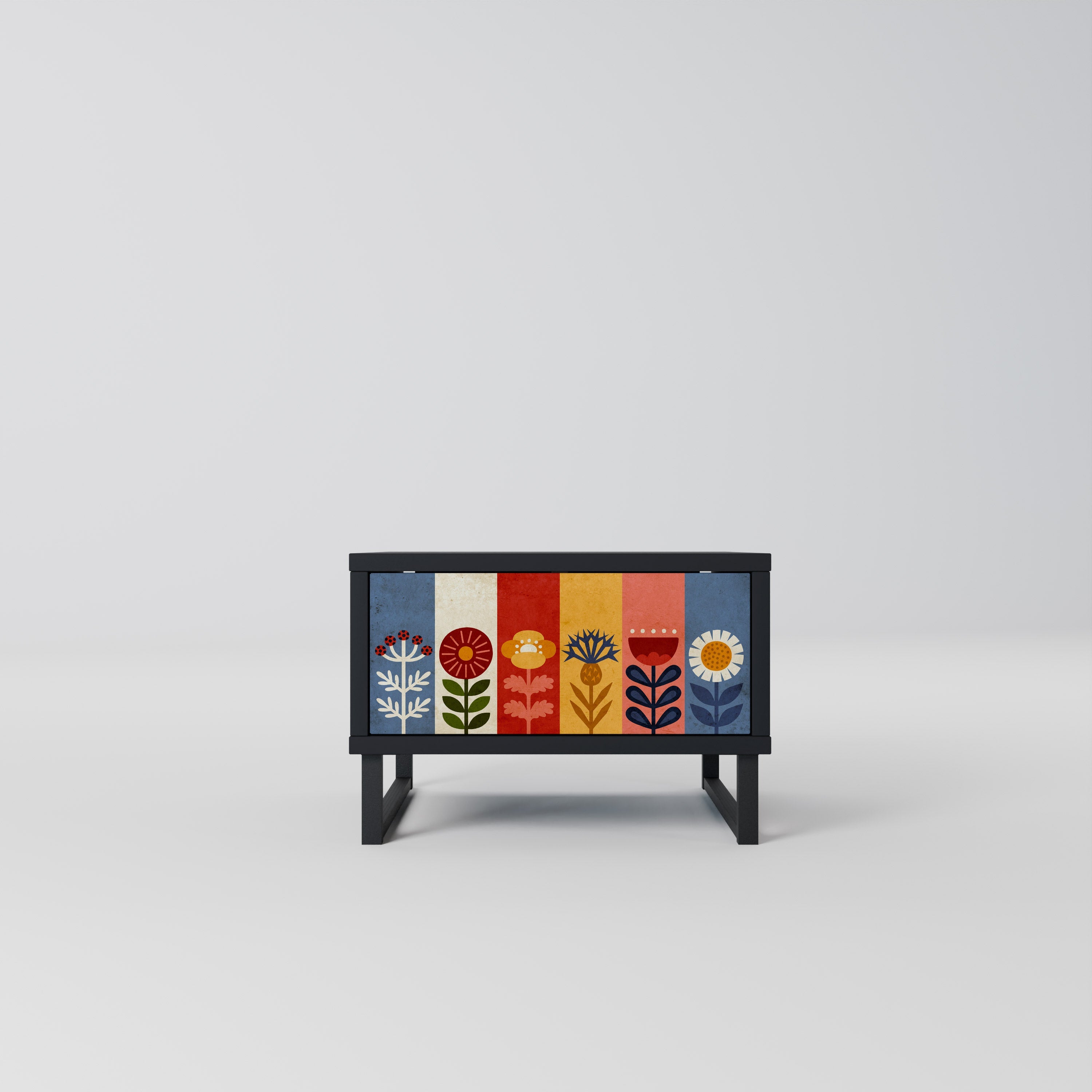 SCANDIC FLOWERET Mesa de Cabeceira em Acabamento Preto