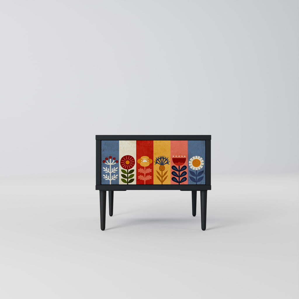 SCANDIC FLOWERET Mesa de Cabeceira em Acabamento Preto