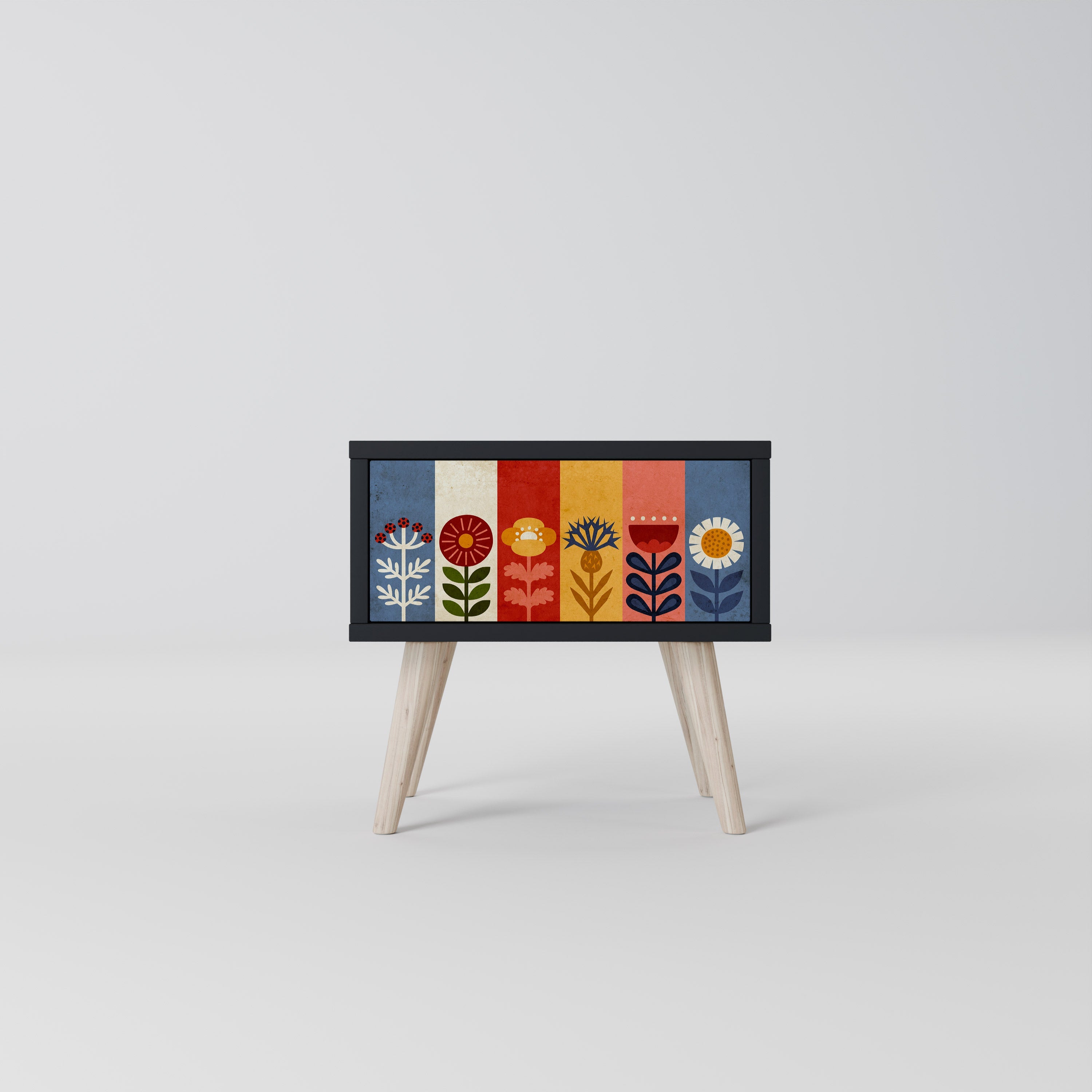 SCANDIC FLOWERET Mesa de Cabeceira em Acabamento Preto