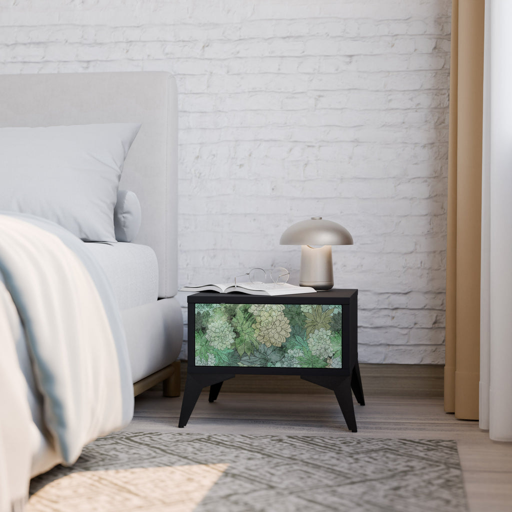 SUCCULENT CLUSTER Mesa de Cabeceira em Acabamento Preto