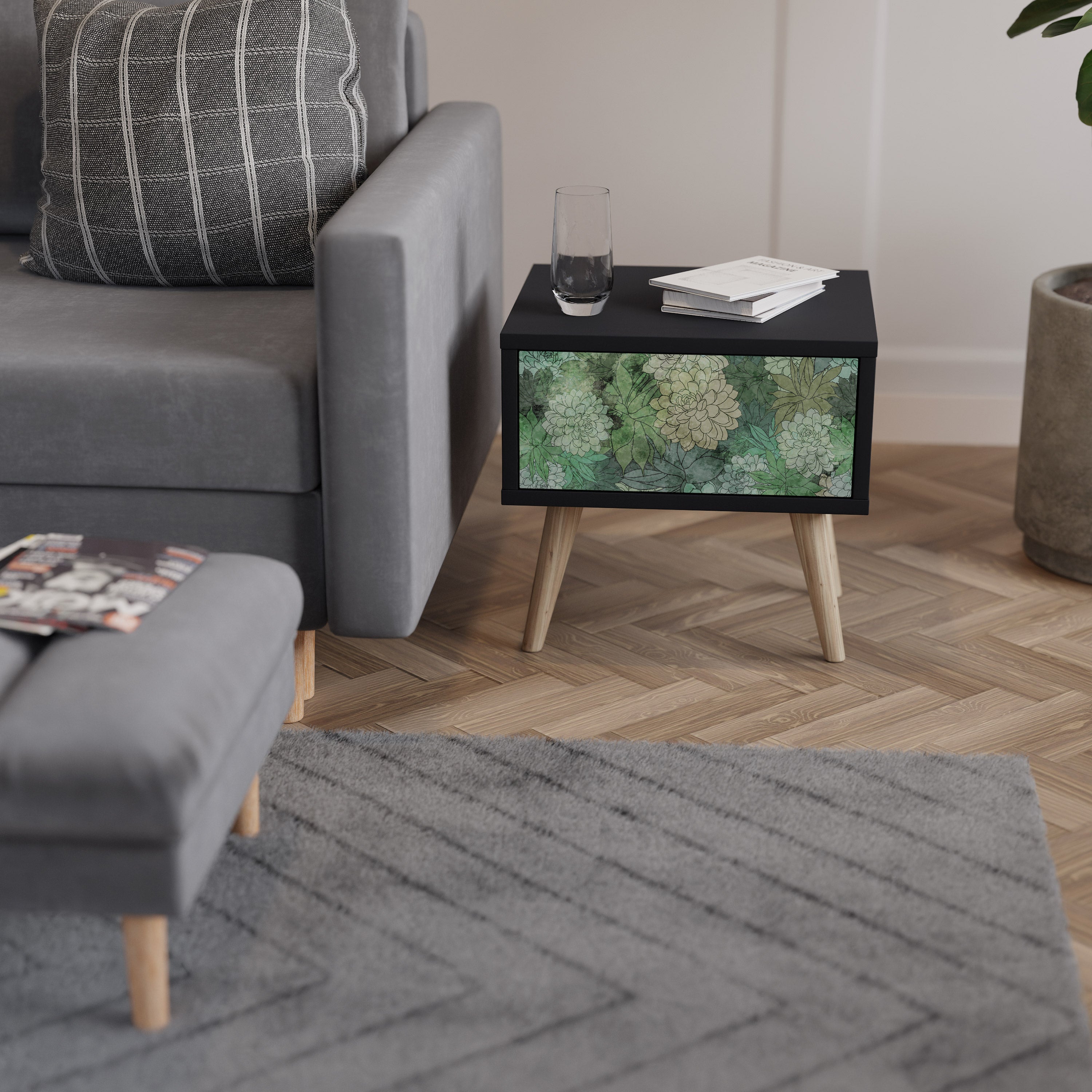 SUCCULENT CLUSTER Mesa de Cabeceira em Acabamento Preto